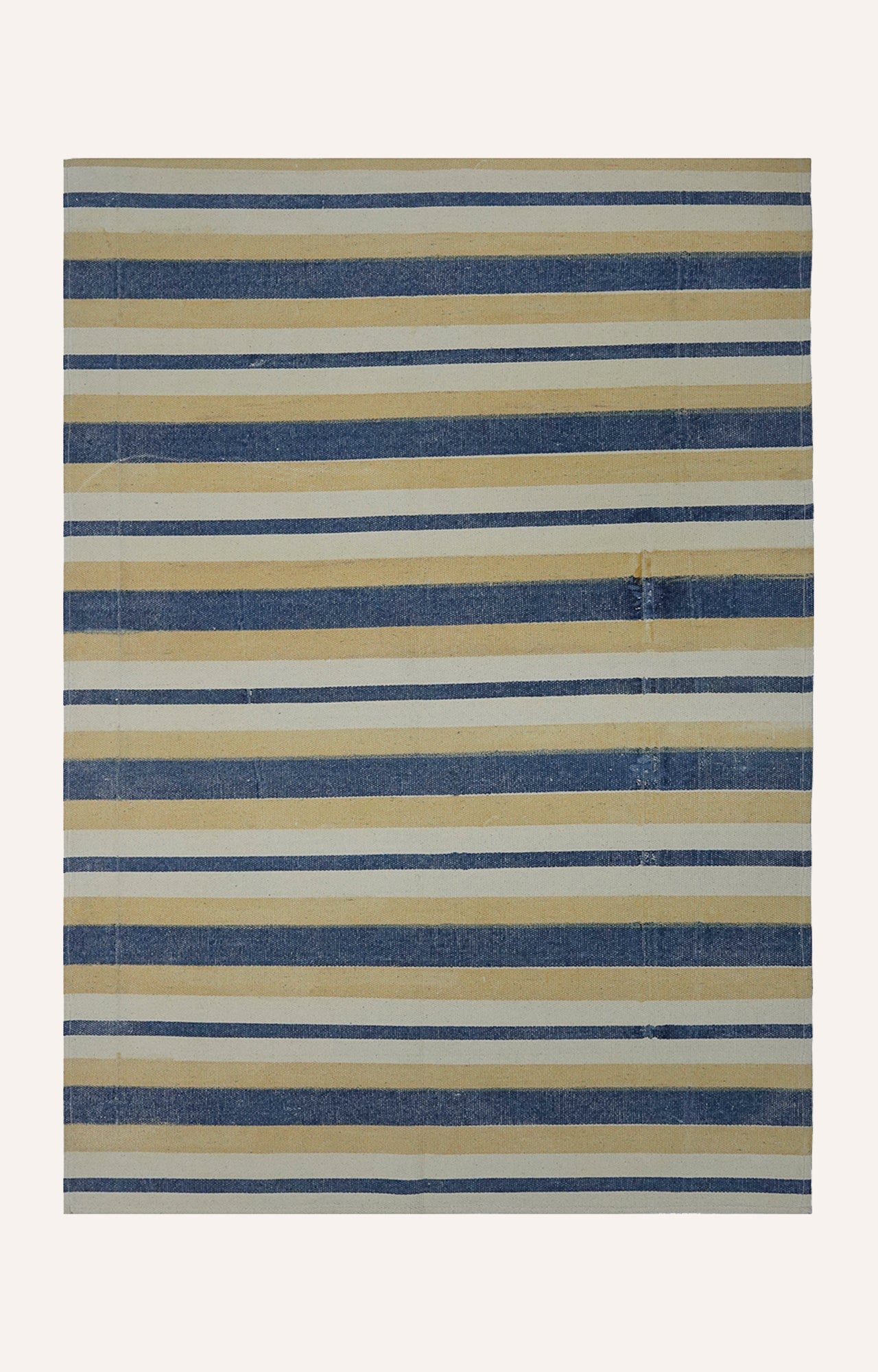 Block Printed Handwoven Striped Area Rug