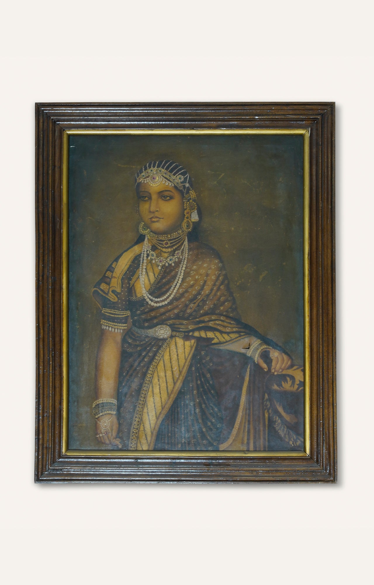 Rani Laxmi Bai vintage oil painting with wooden frame