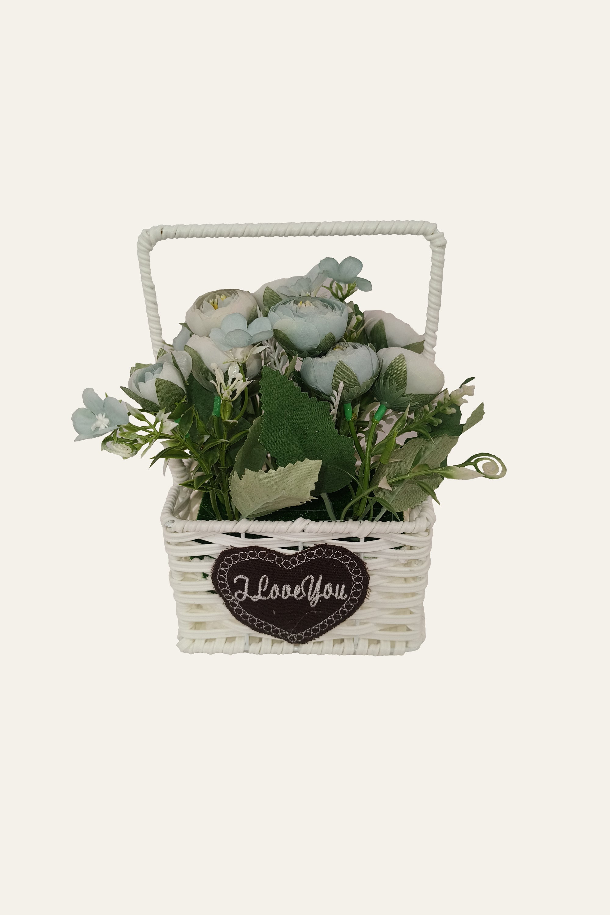 Pastel Blue Rose Mini Flower Basket