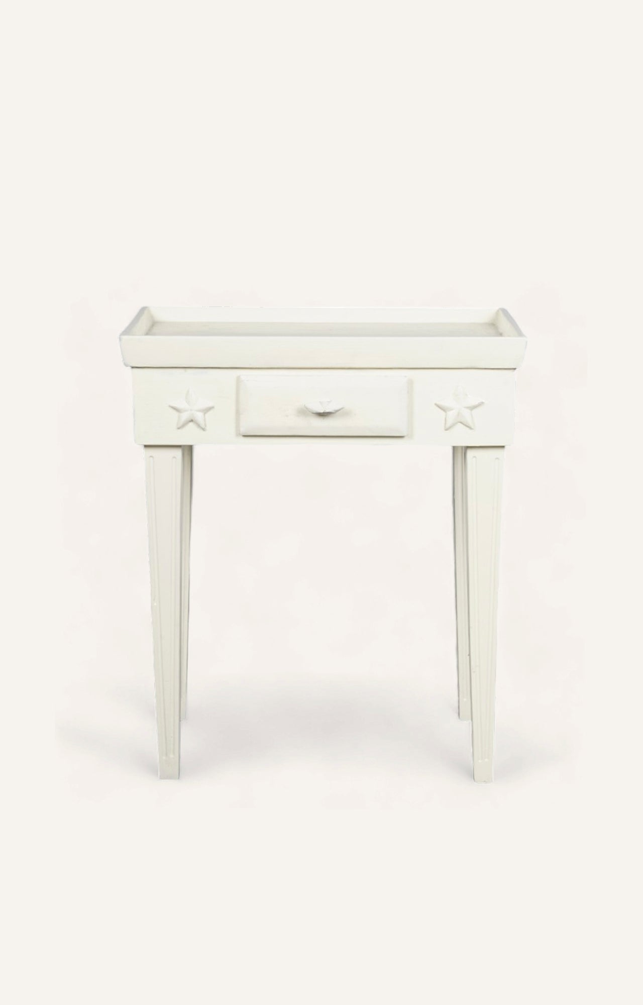 White wooden side table