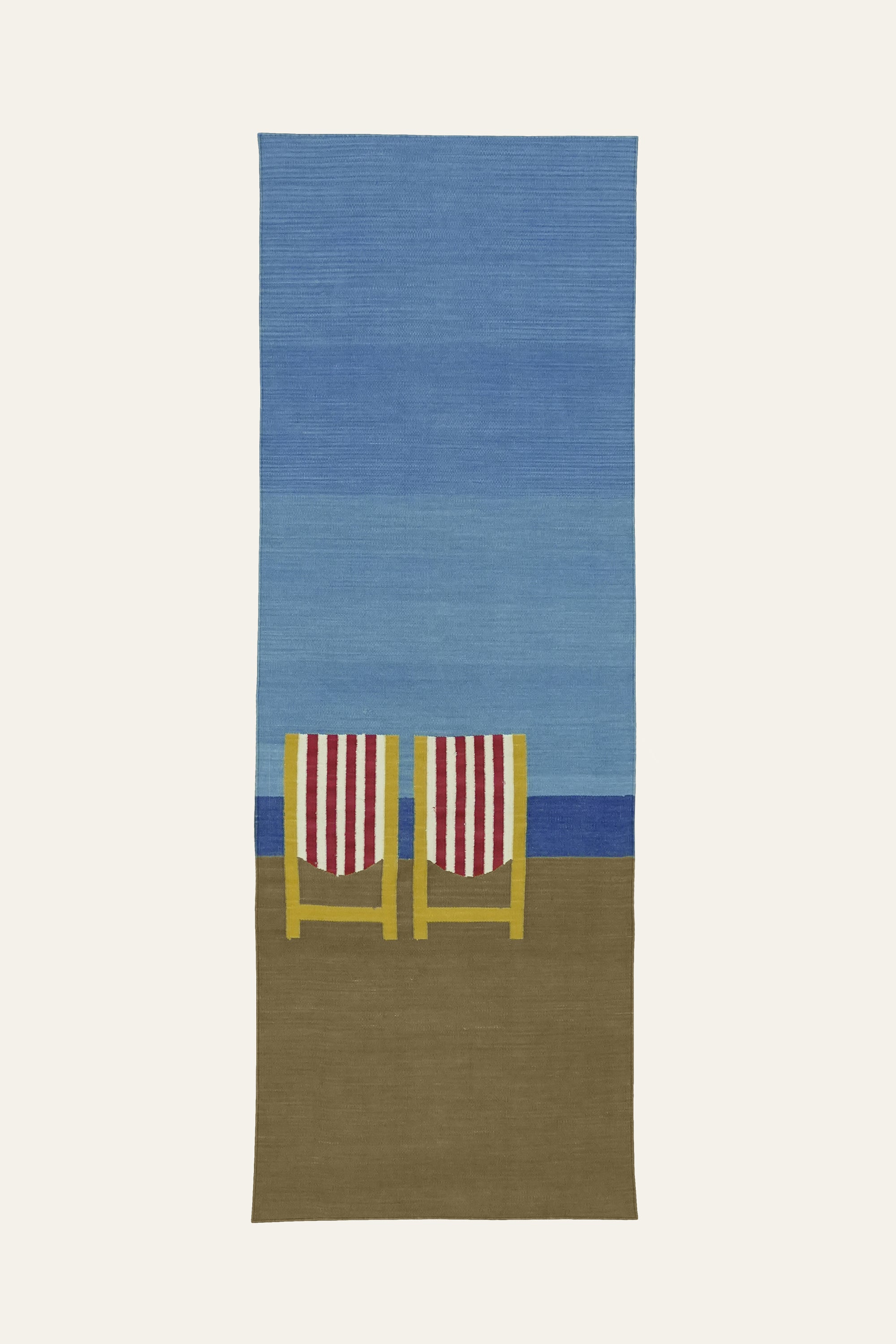 Blue and Gold Beach Chair Cotton Yoga Mat