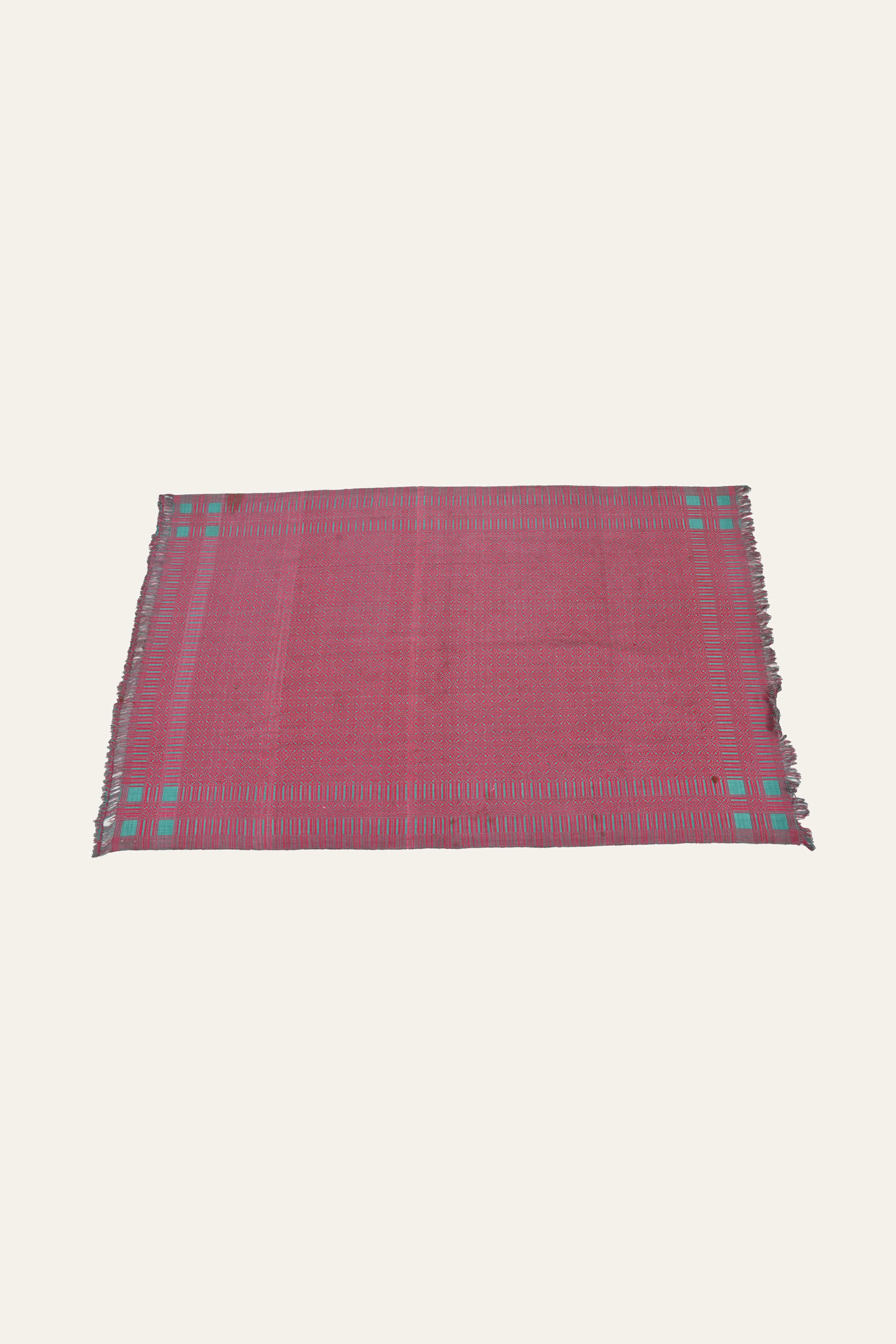 Grey & Red Reversible Cotton Punjabi Khes Vintage Wall Tapestry