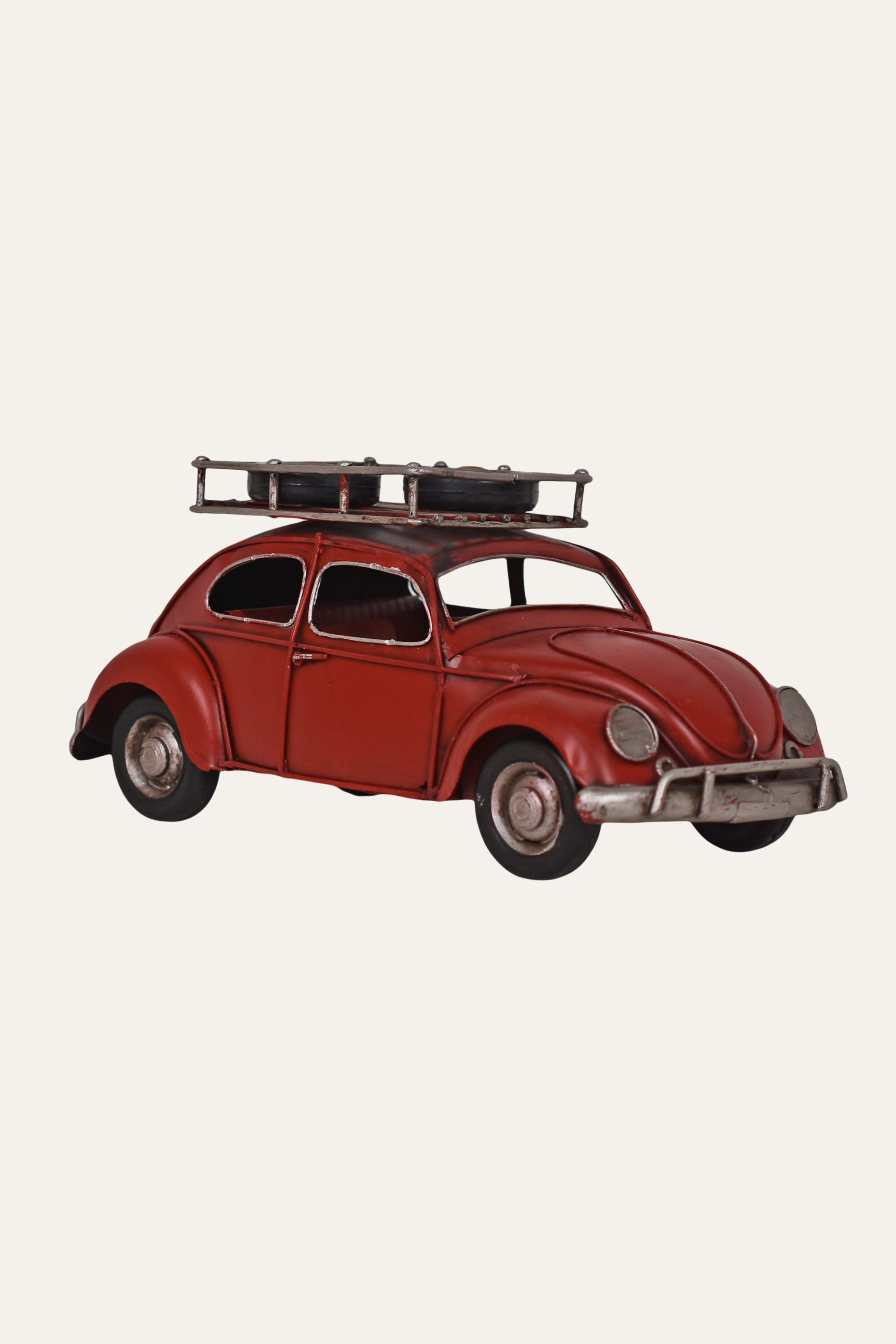Vintage Red Beetal Metal Miniature Car Décor