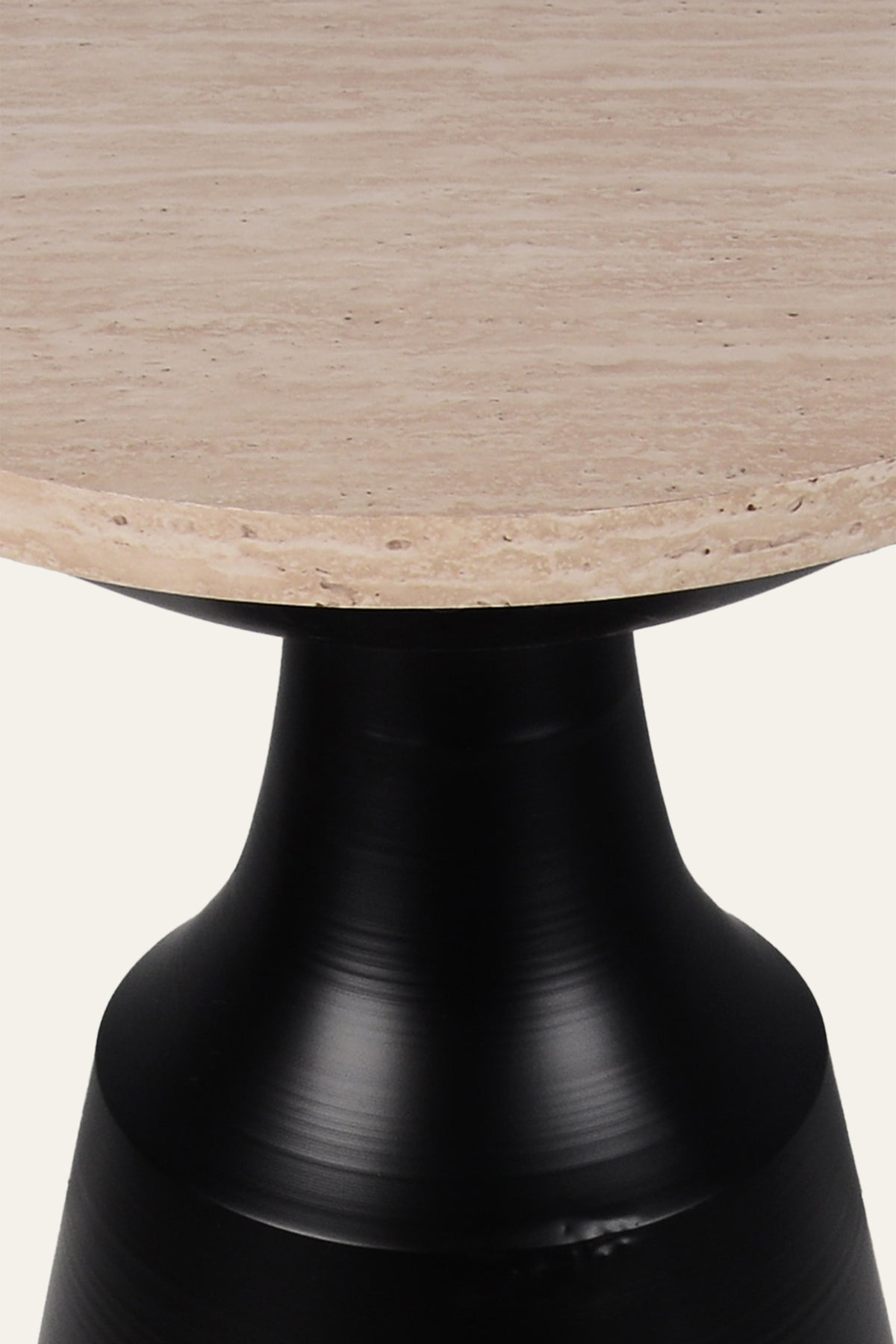 Modern Pedestal Tapered Side Table with Black Metal Base