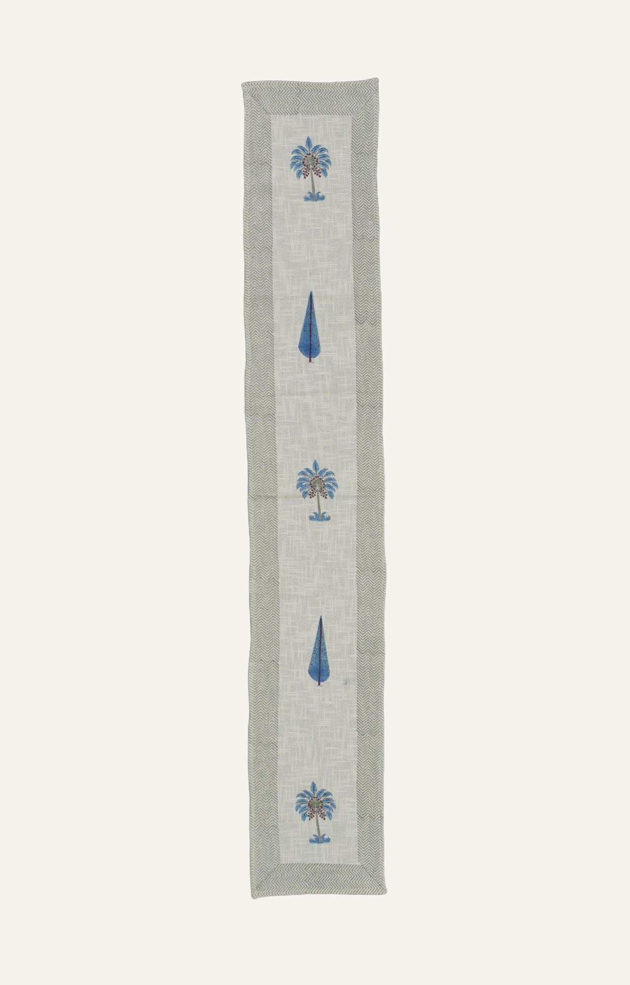 Garden Stroll: Blue Handblock Printed Table Runner