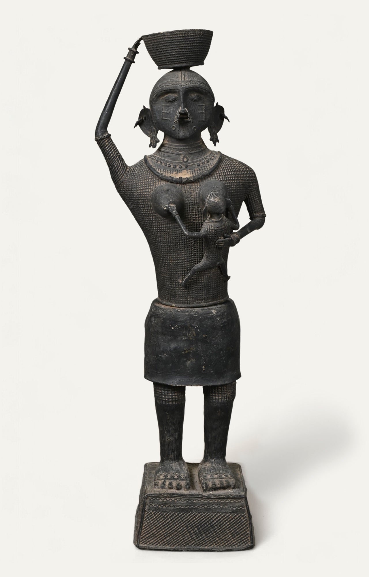 Mother and Child Brass Sculpture