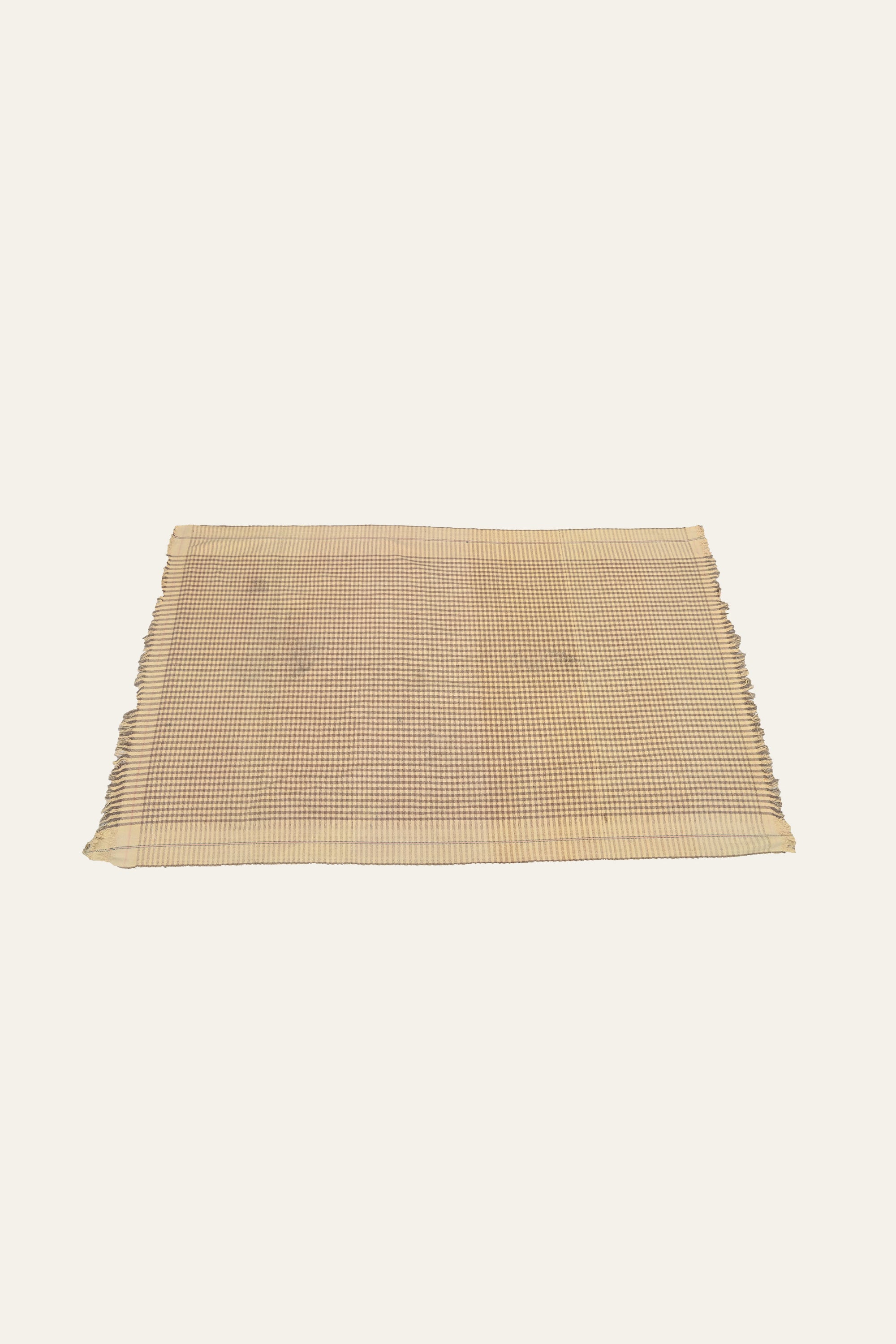 Beige Checked Hand Woven Cotton Punjabi Khes Wall Tapestry