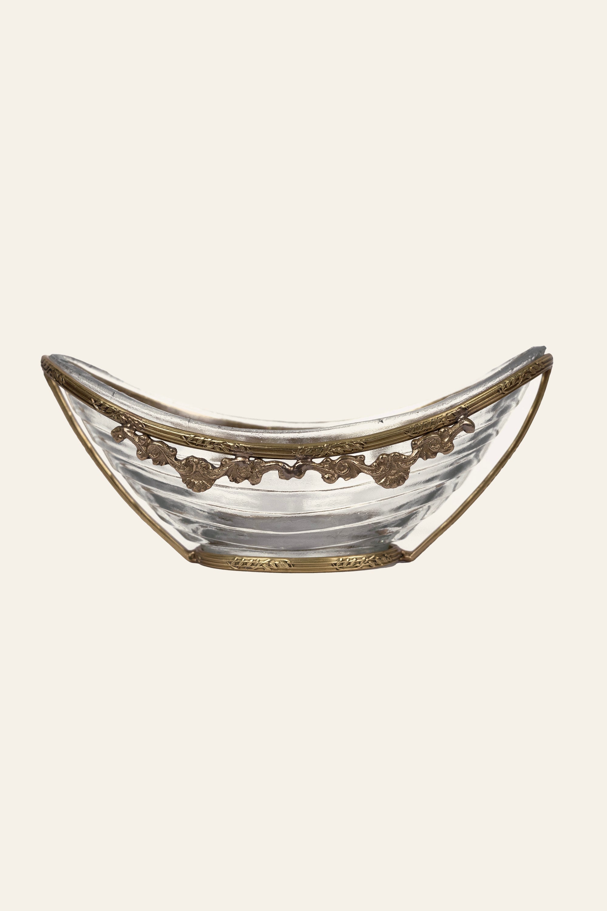 Vintage Style Brass & Glass Decorative Tray
