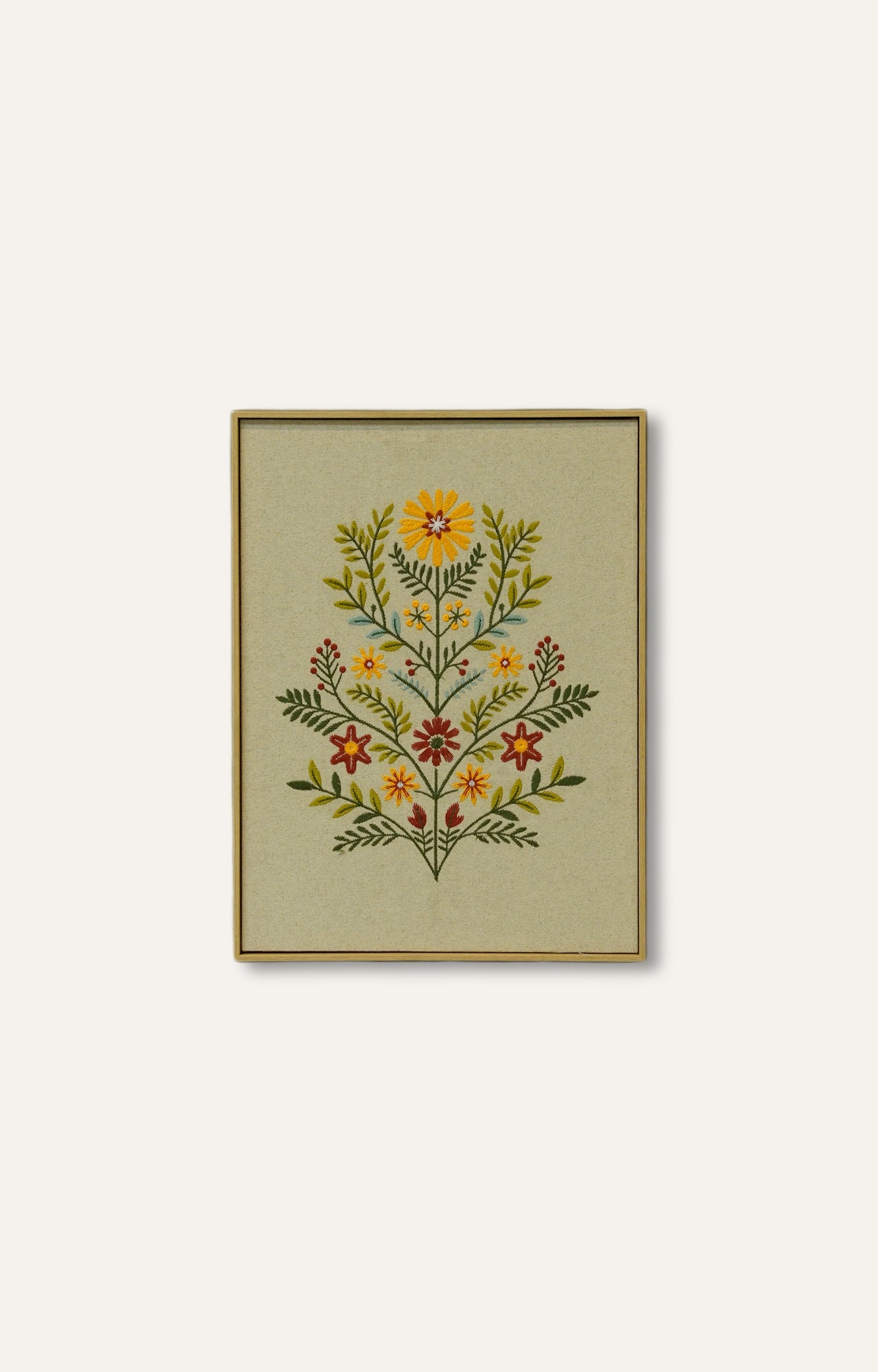 Floral Embroidery Art with Frame