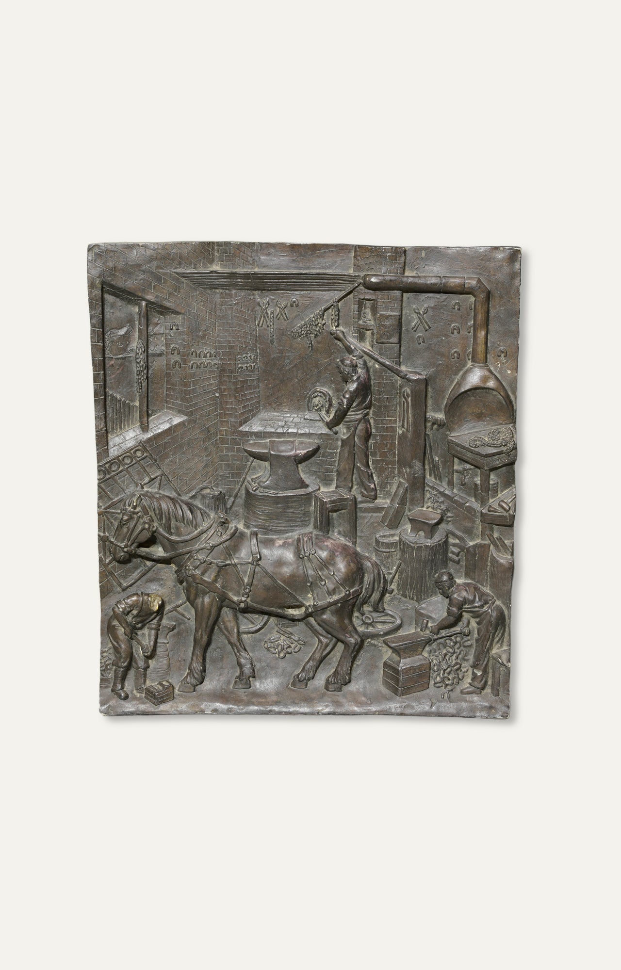 Brass 3D Panel with European historical scene