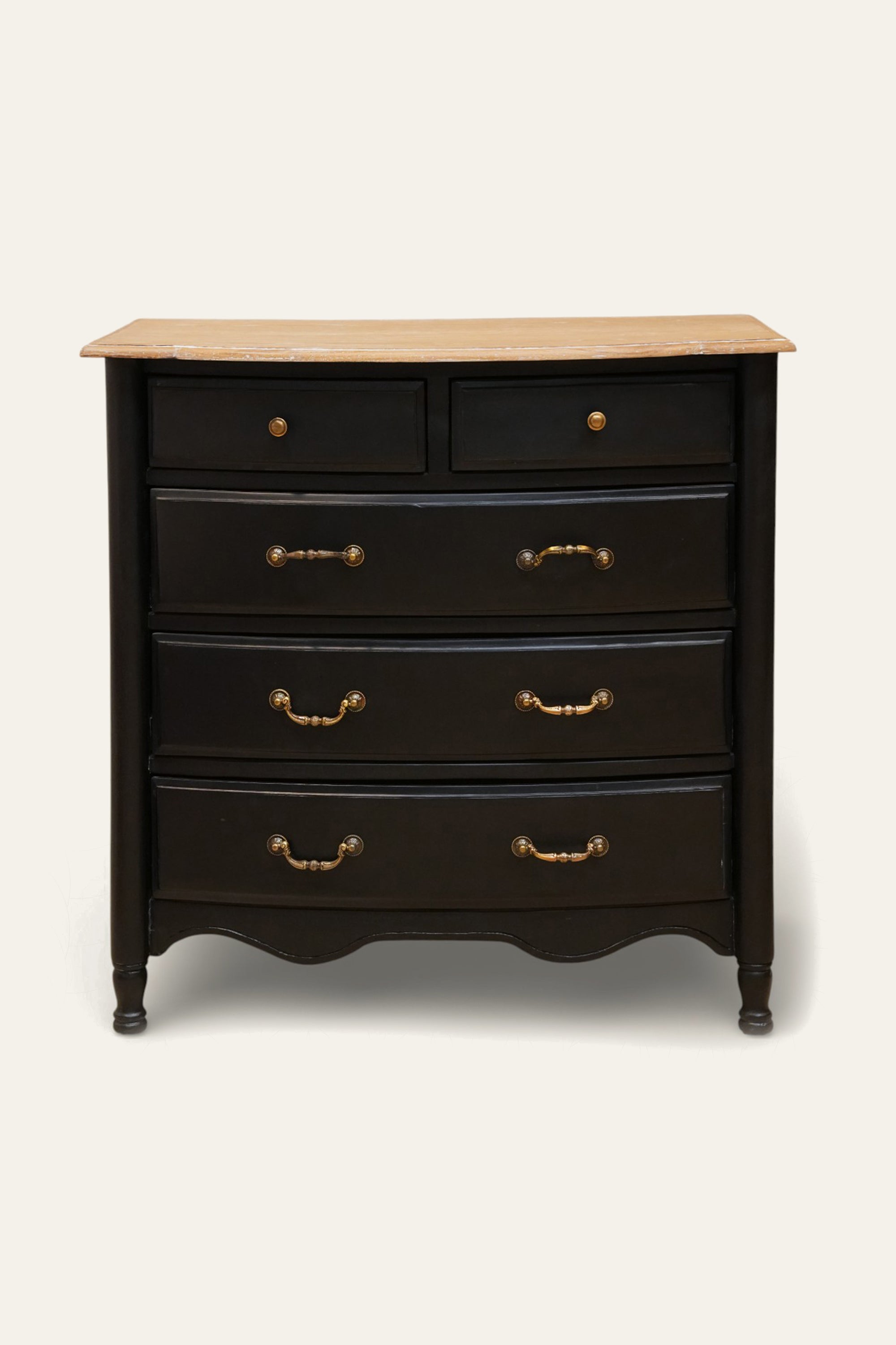 Dual Toned 5-Drawer Chest of Drawers with Brass Handles