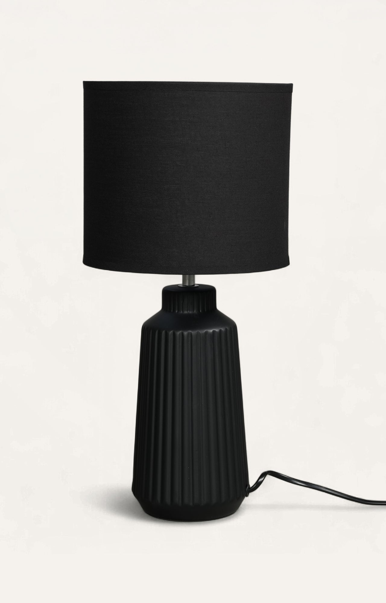 Matte Black Fluted Ceramic Table Lamp