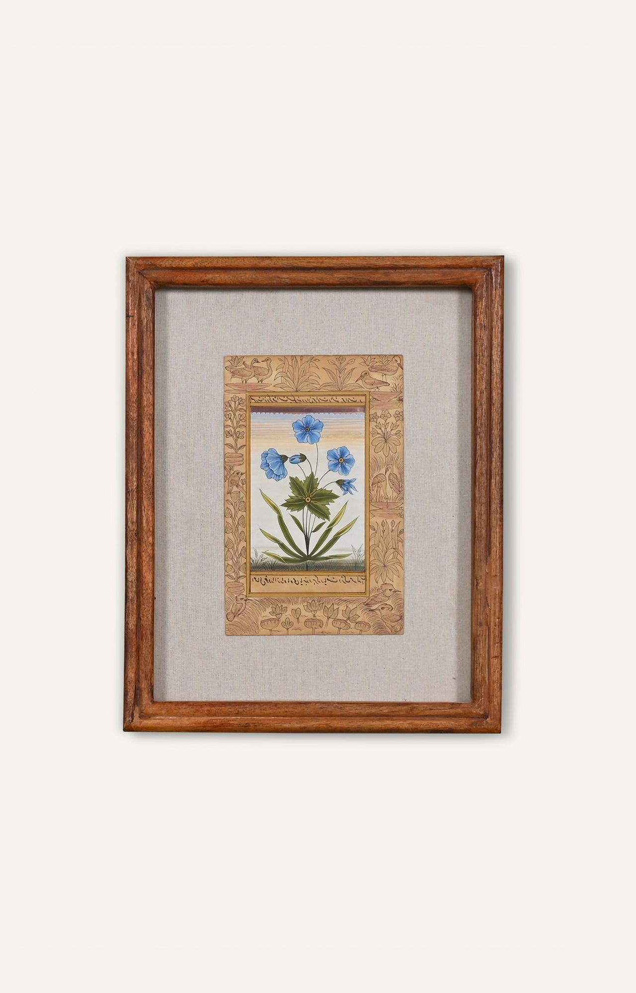 Indian Mughal Botanical Miniature Handmade Floral Watercolor Art Painting