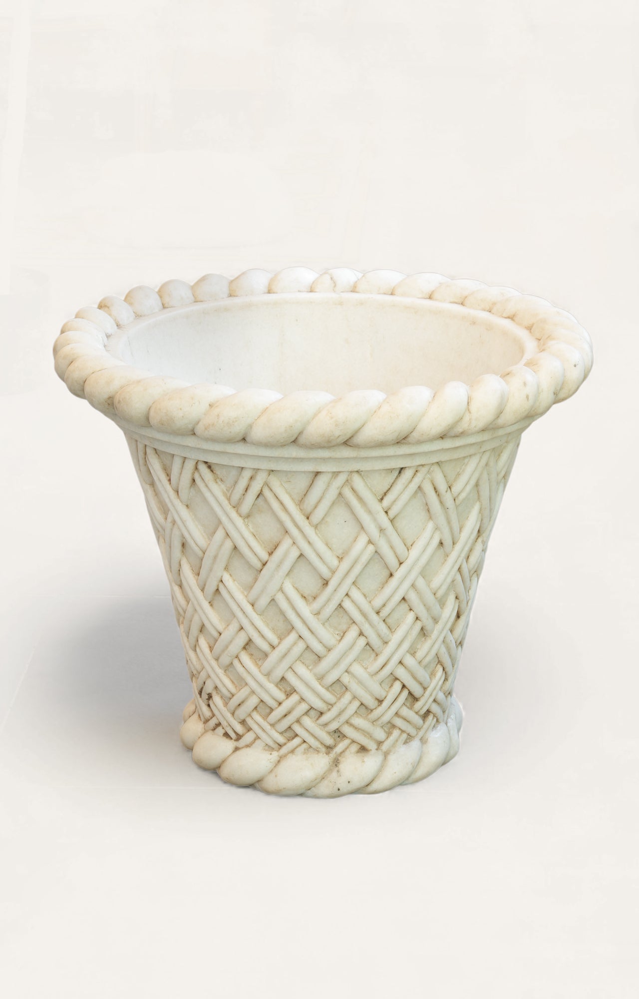 Ivory Woven Marble Planter