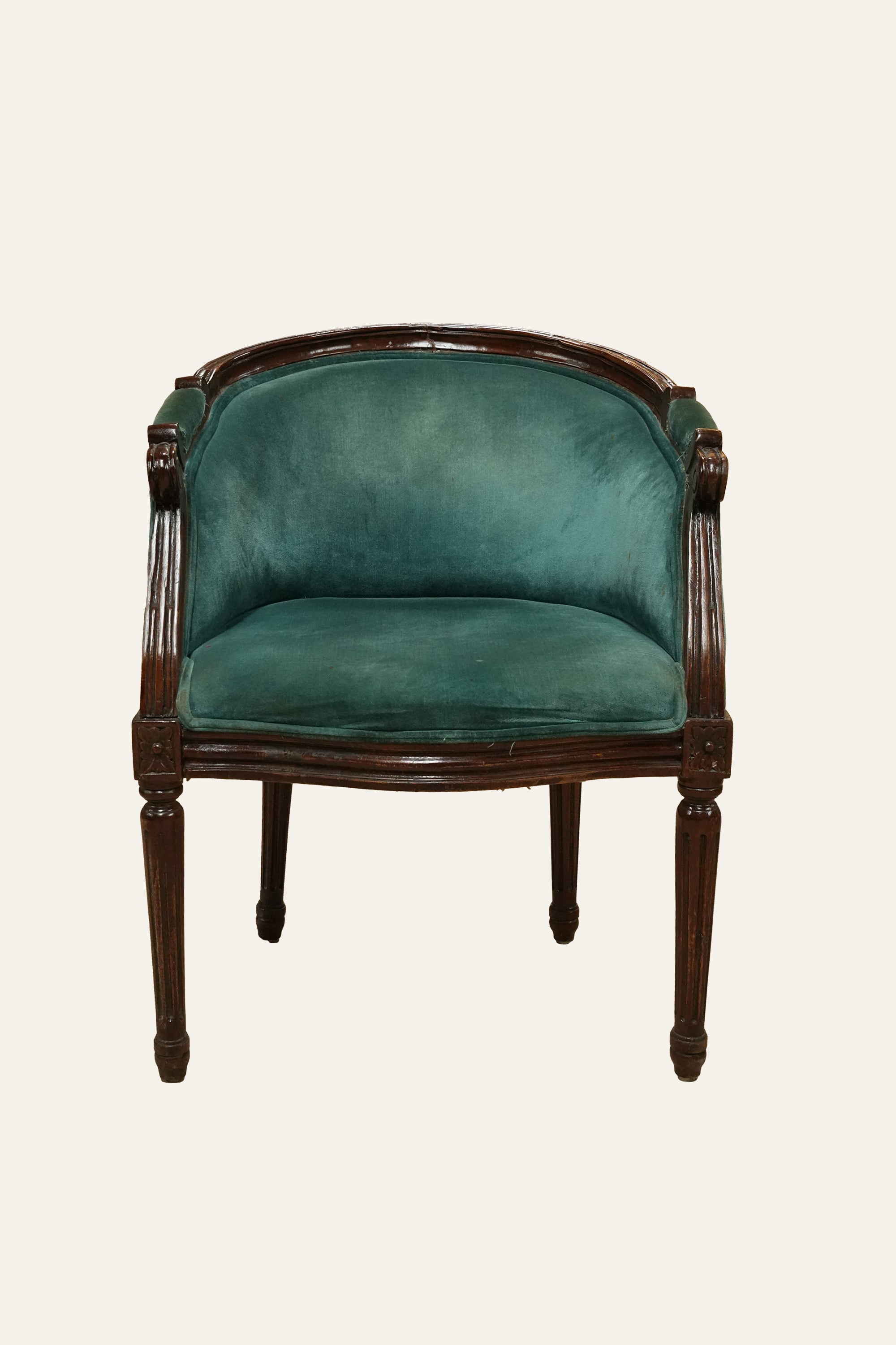 Teal Upholstered Barrel Armchair