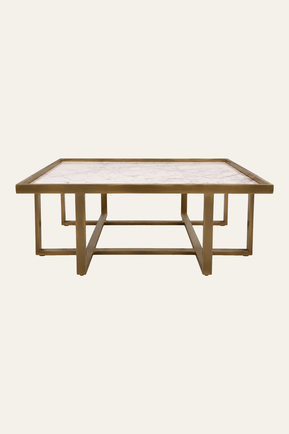 Gold Rectangular Coffee Table with Trestle Frame