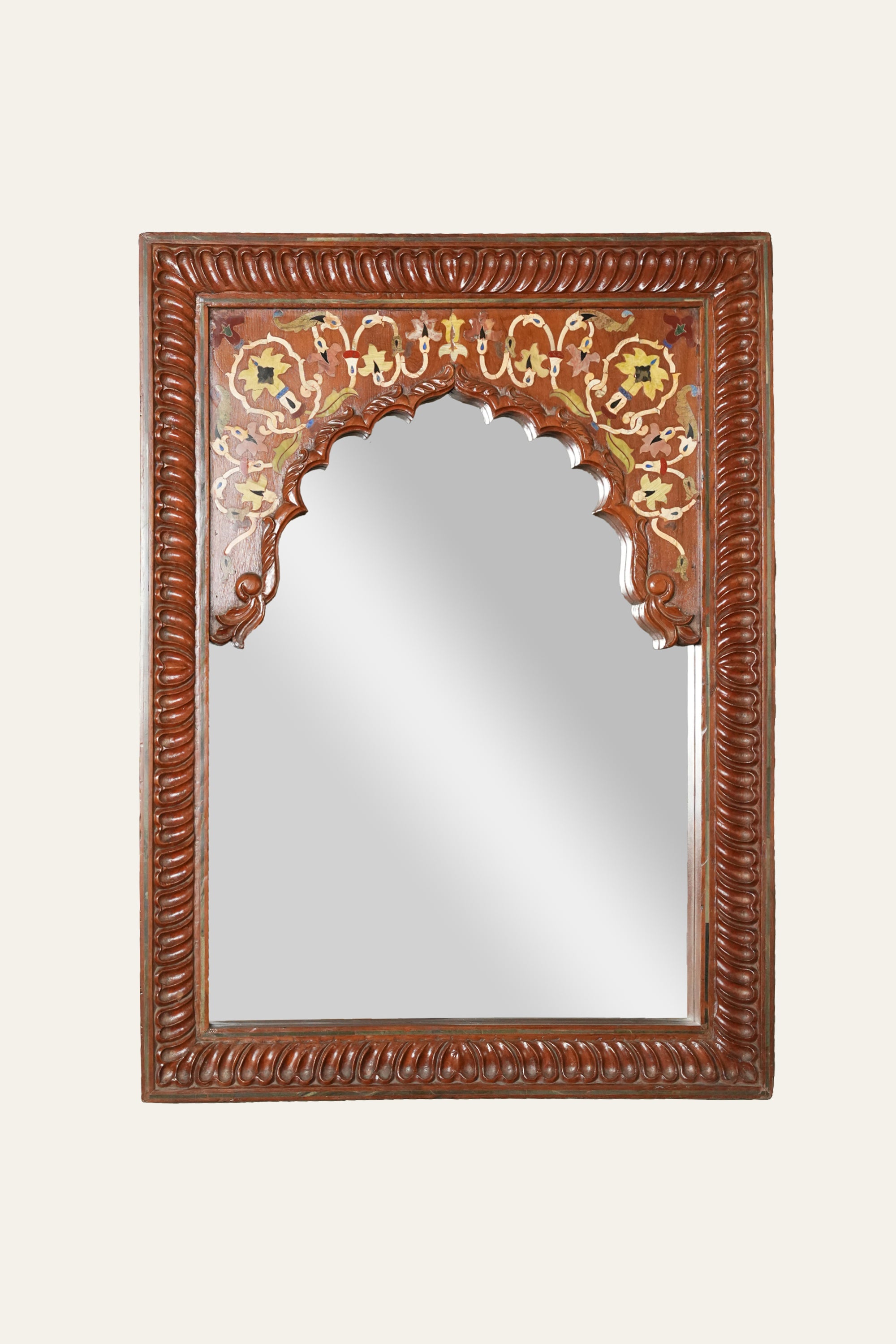 Mughal Hand Painted Wooden Wall Mirror