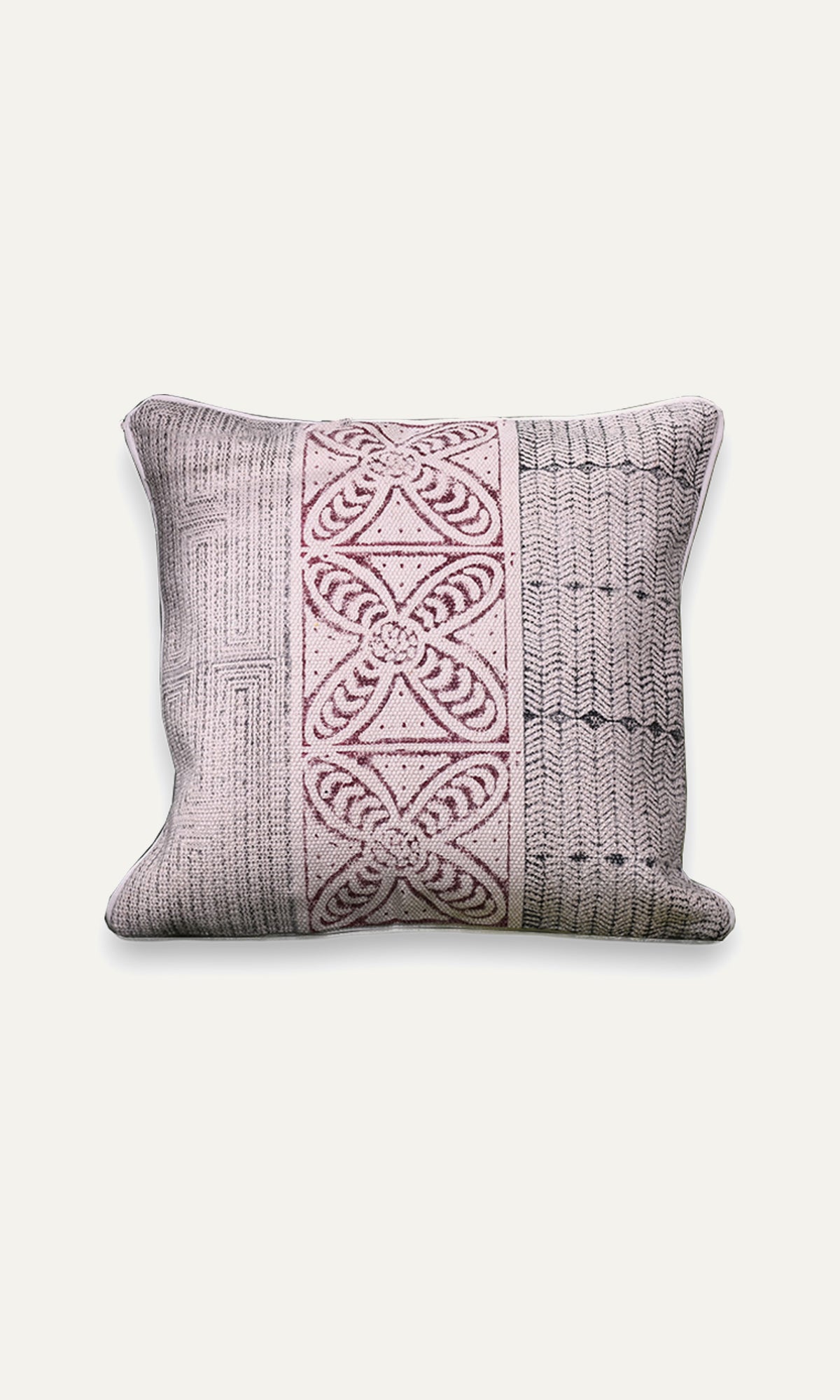 Abstract Floral and Maze Pattern Cotton Cushion Cover