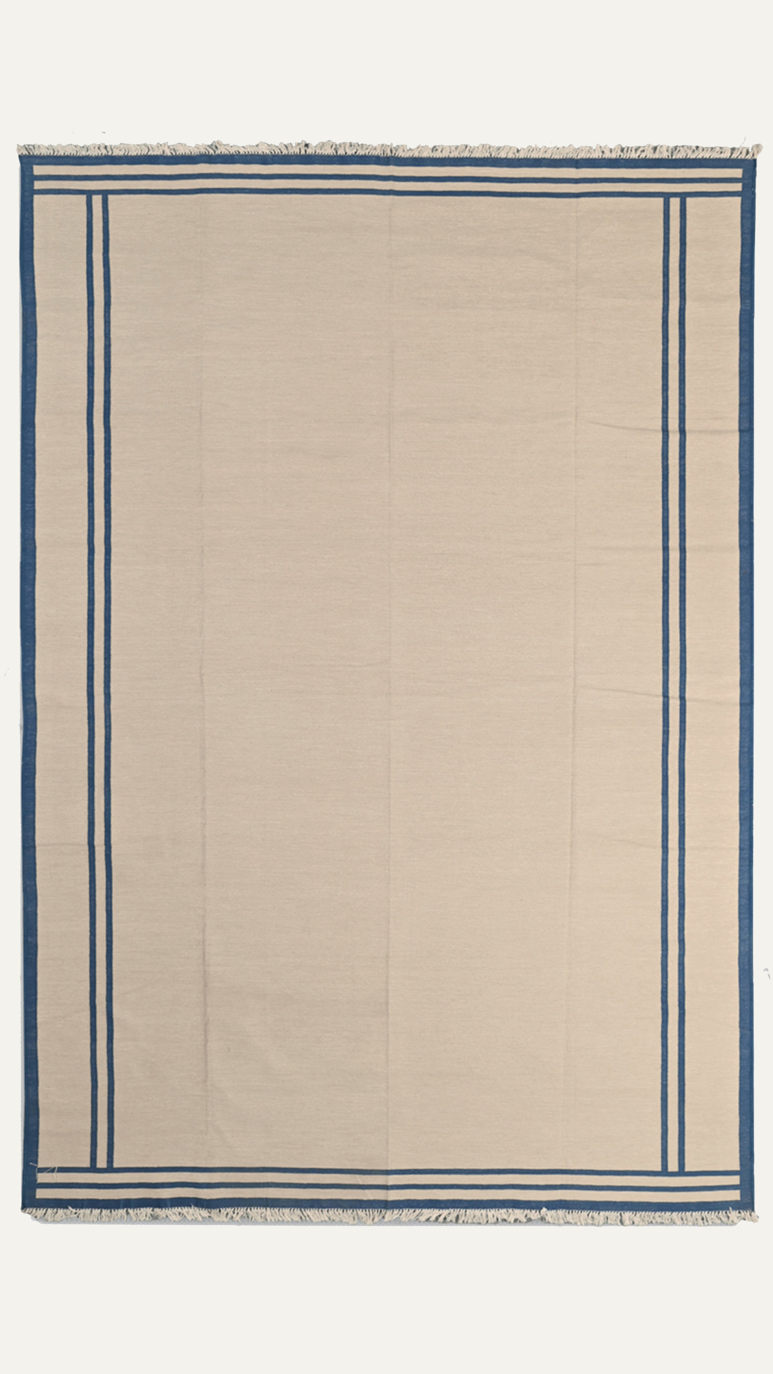 8 x 12 Ft Handwoven Flatweave Solid Pattern Cotton Rug