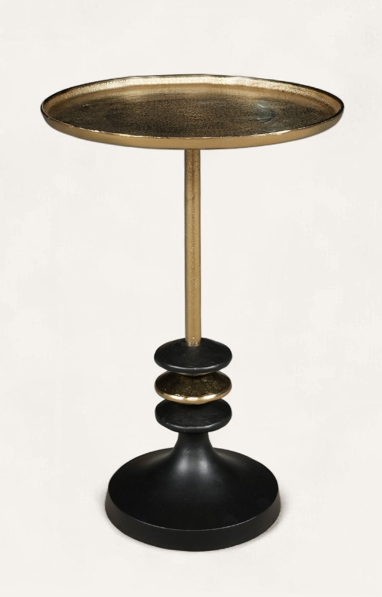 Black and Gold Sculptural Pedestal Side Table
