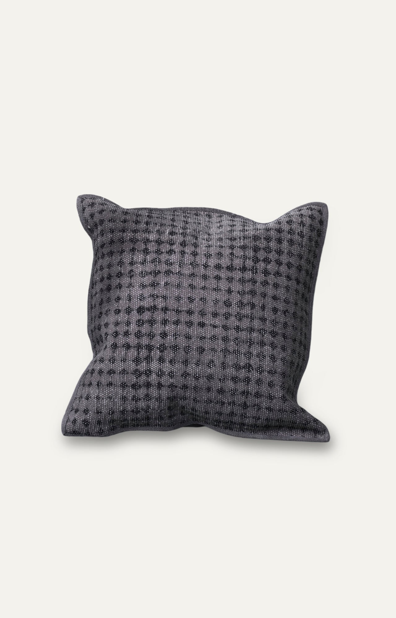 Black Cotton Cushion with Distorted Diamond Print