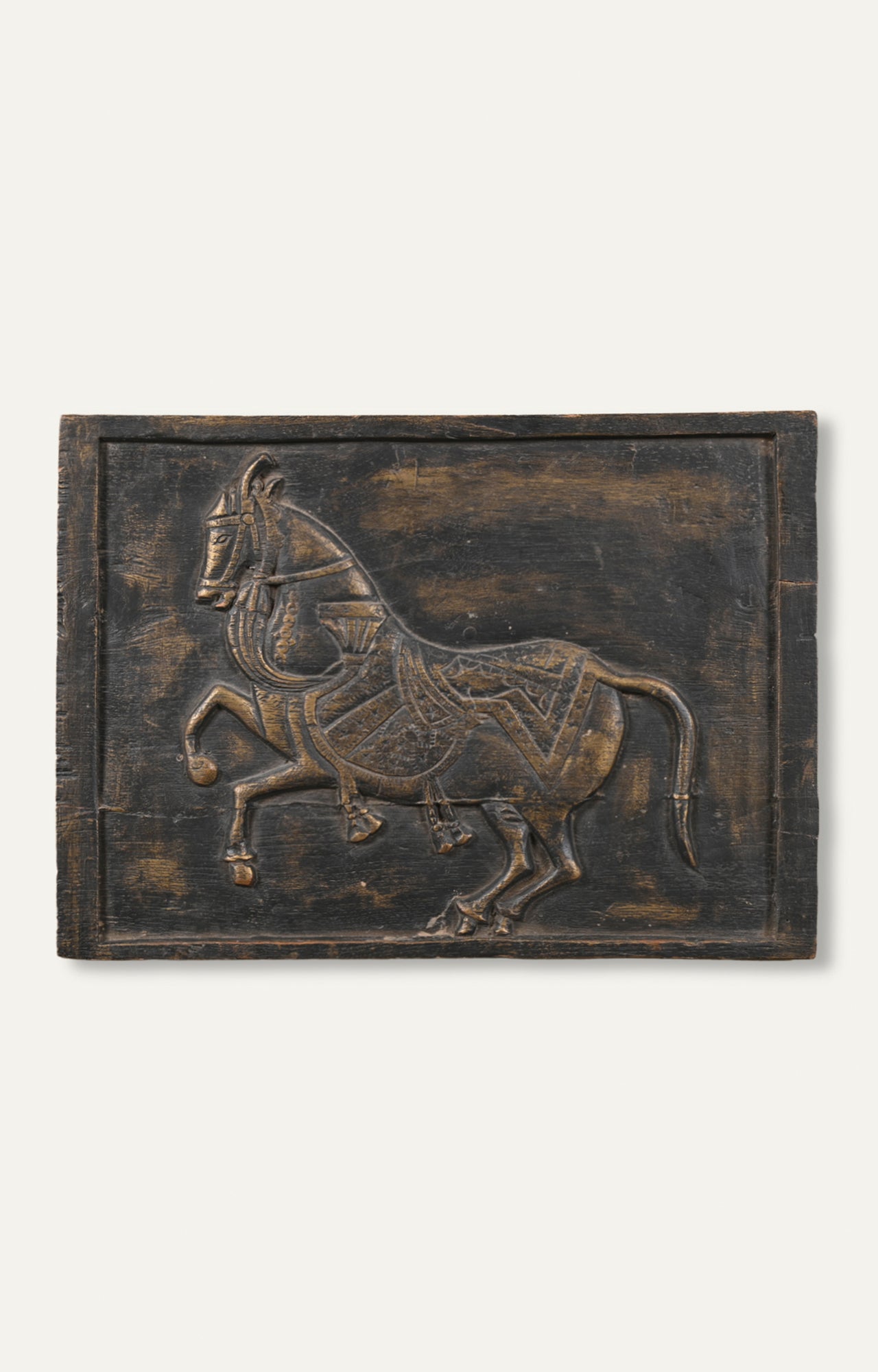 Horse Carved Wooden Panel