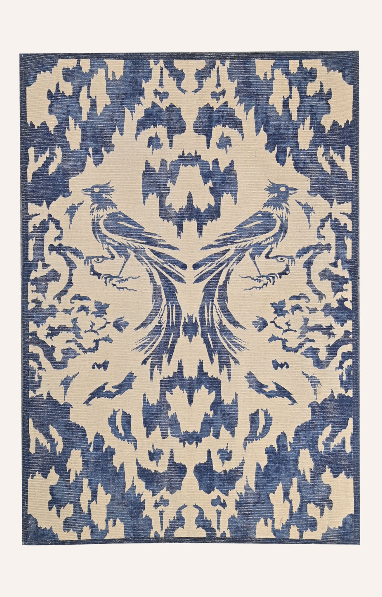 Soaring Crane Dhurrie Rug in Blue