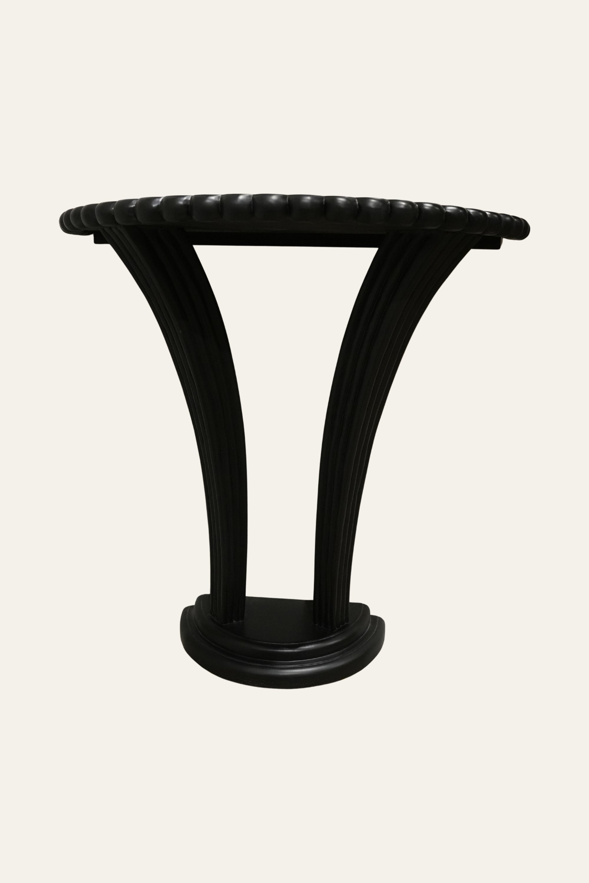 Black Half Round Wall Console Table with Sculpted Base