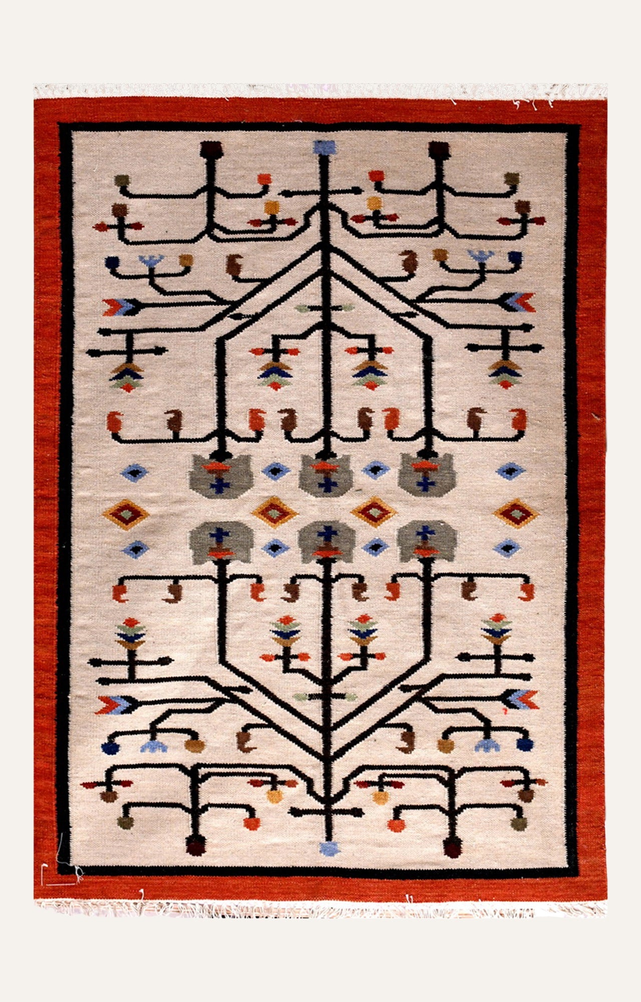 Tree of Life Tribal Flatweave Rug