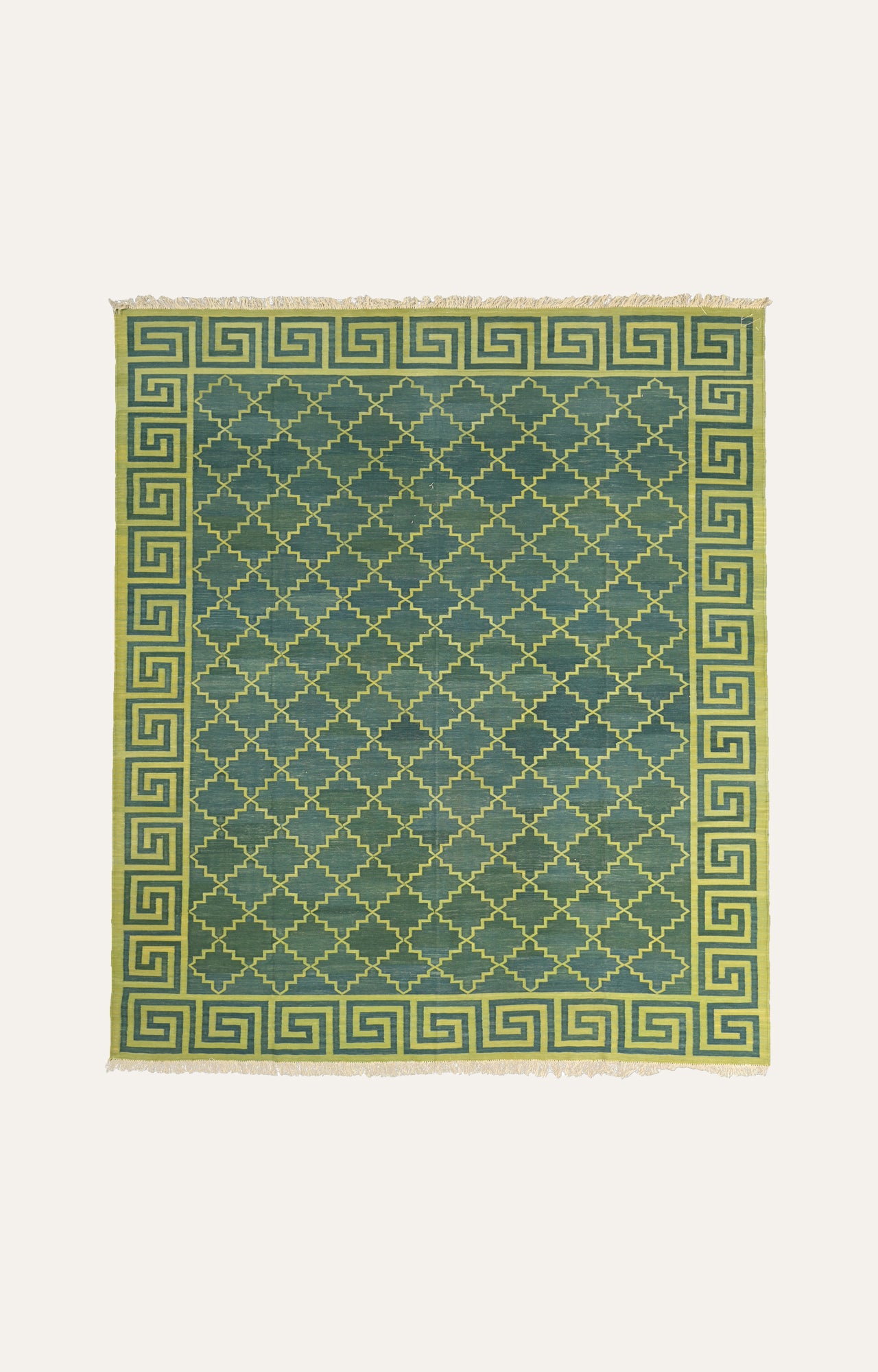 8 x 10 Ft Handwoven Flatweave Trellis Pattern Cotton Rug