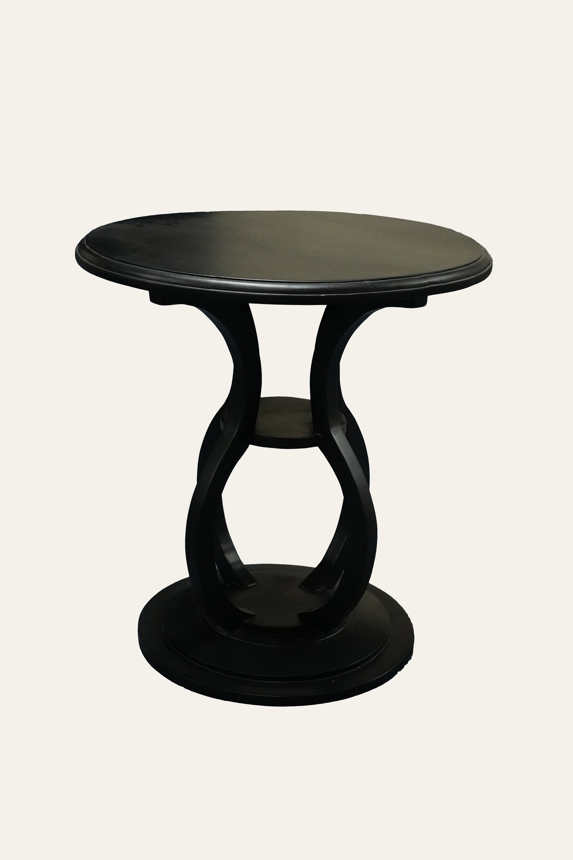 Black Sculptural Round Side Table for Living Room