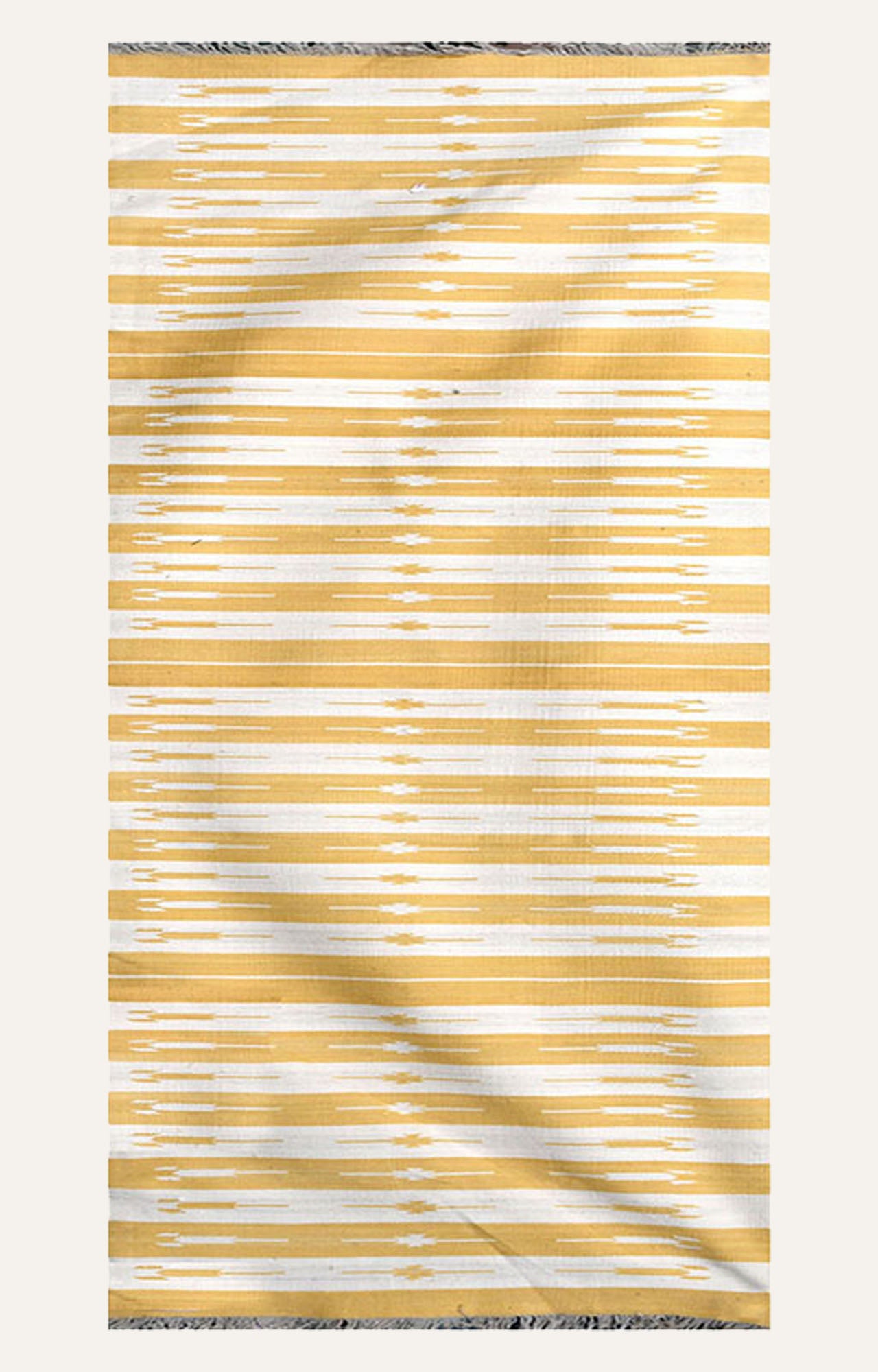 Handmade Yellow & White Stripes Cotton Runner