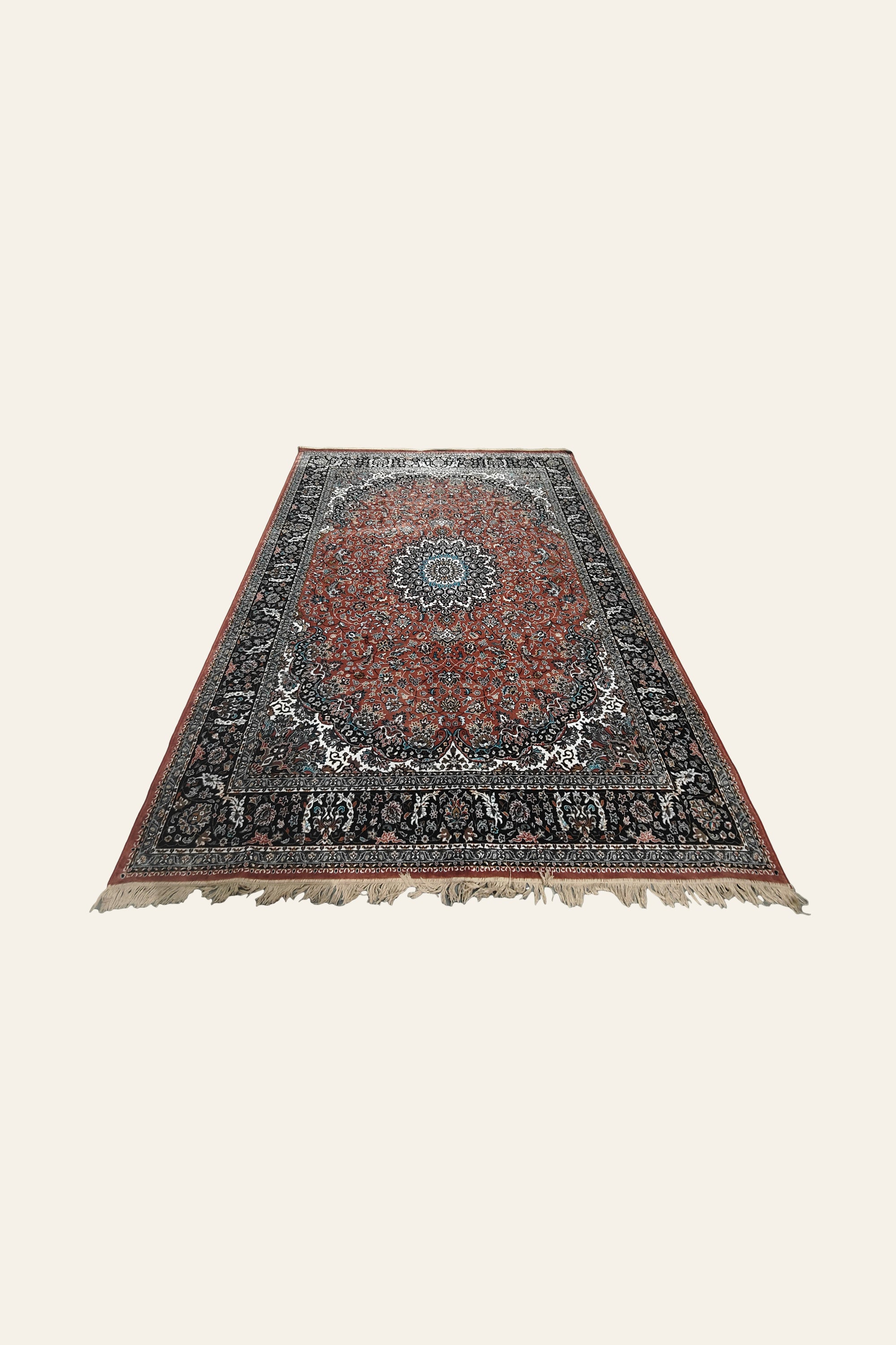 9 x 12 ft Rust Red Oriental Medallion Tufted Traditional Floral Carpet