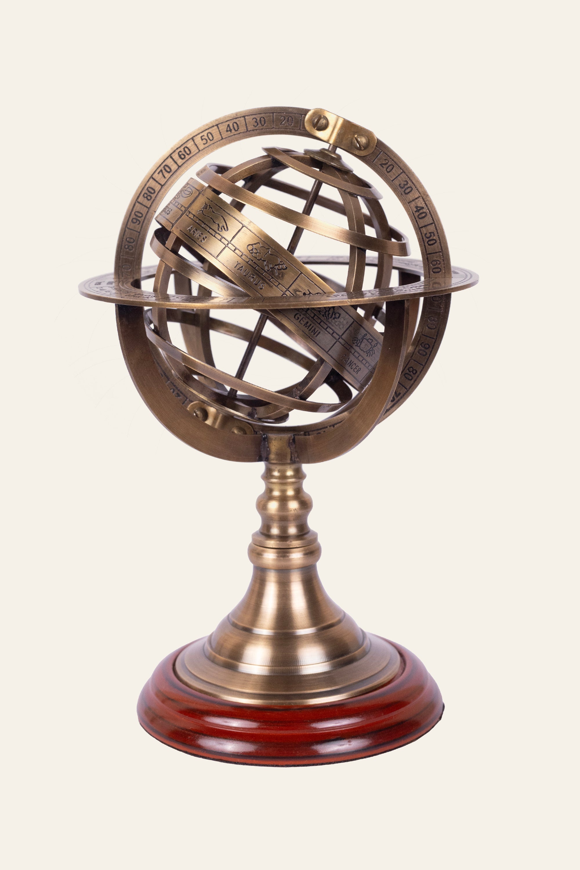 Armillary Globe with Zodiac Engraved Rings