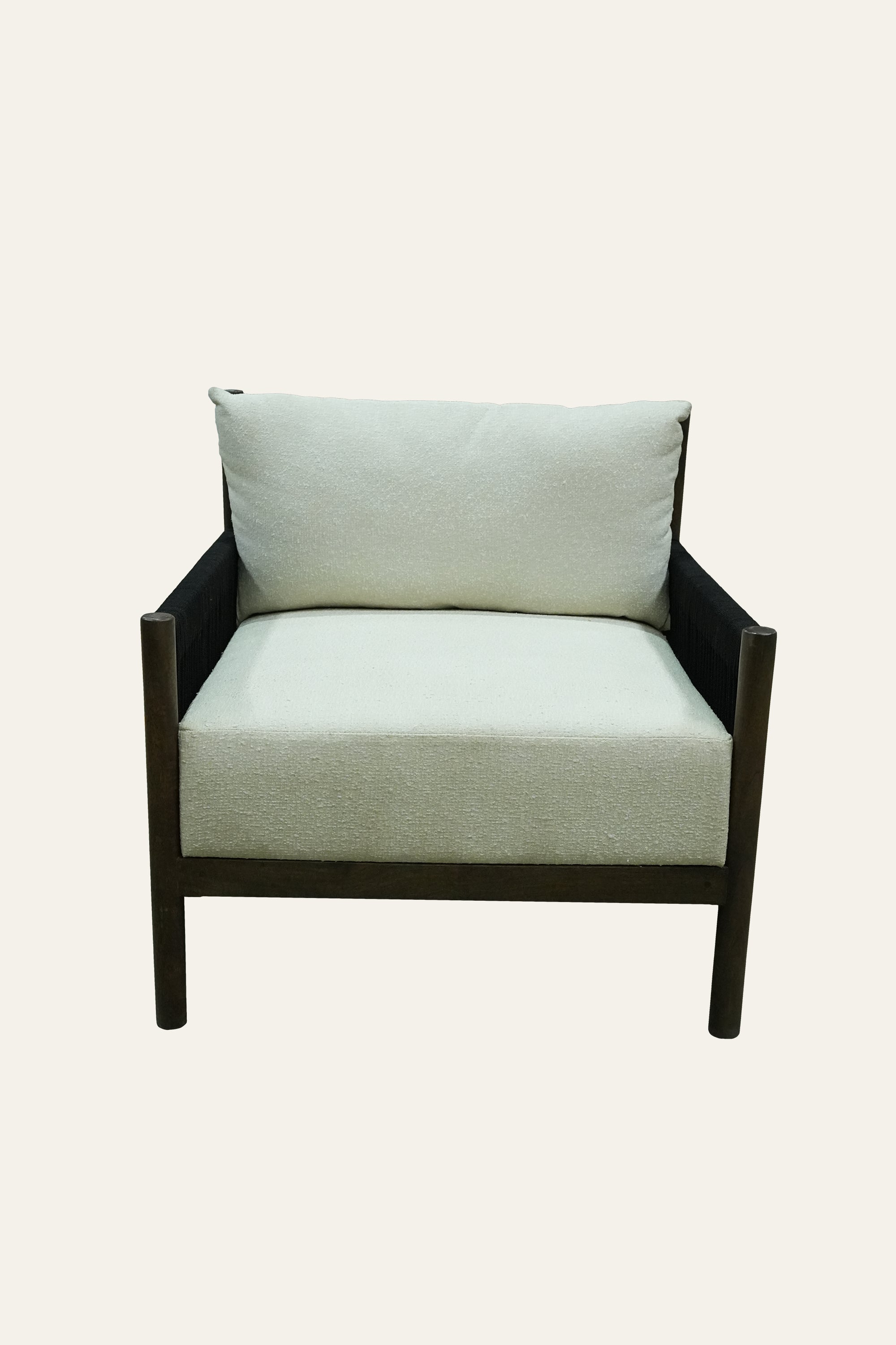 Wooden Nylon Rope Back Outdoor Lounge Armchair
