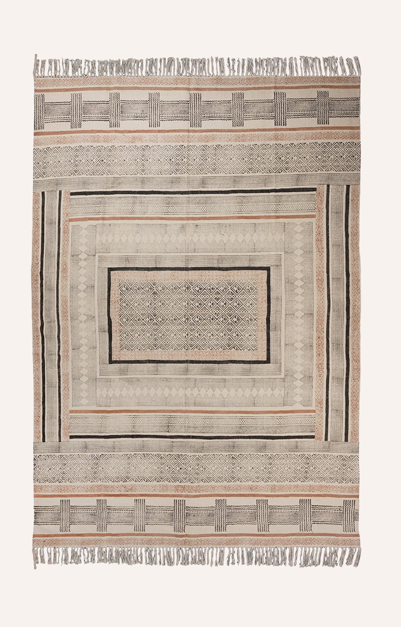 Handwoven Traditional Geometric Area Rug with Fringe