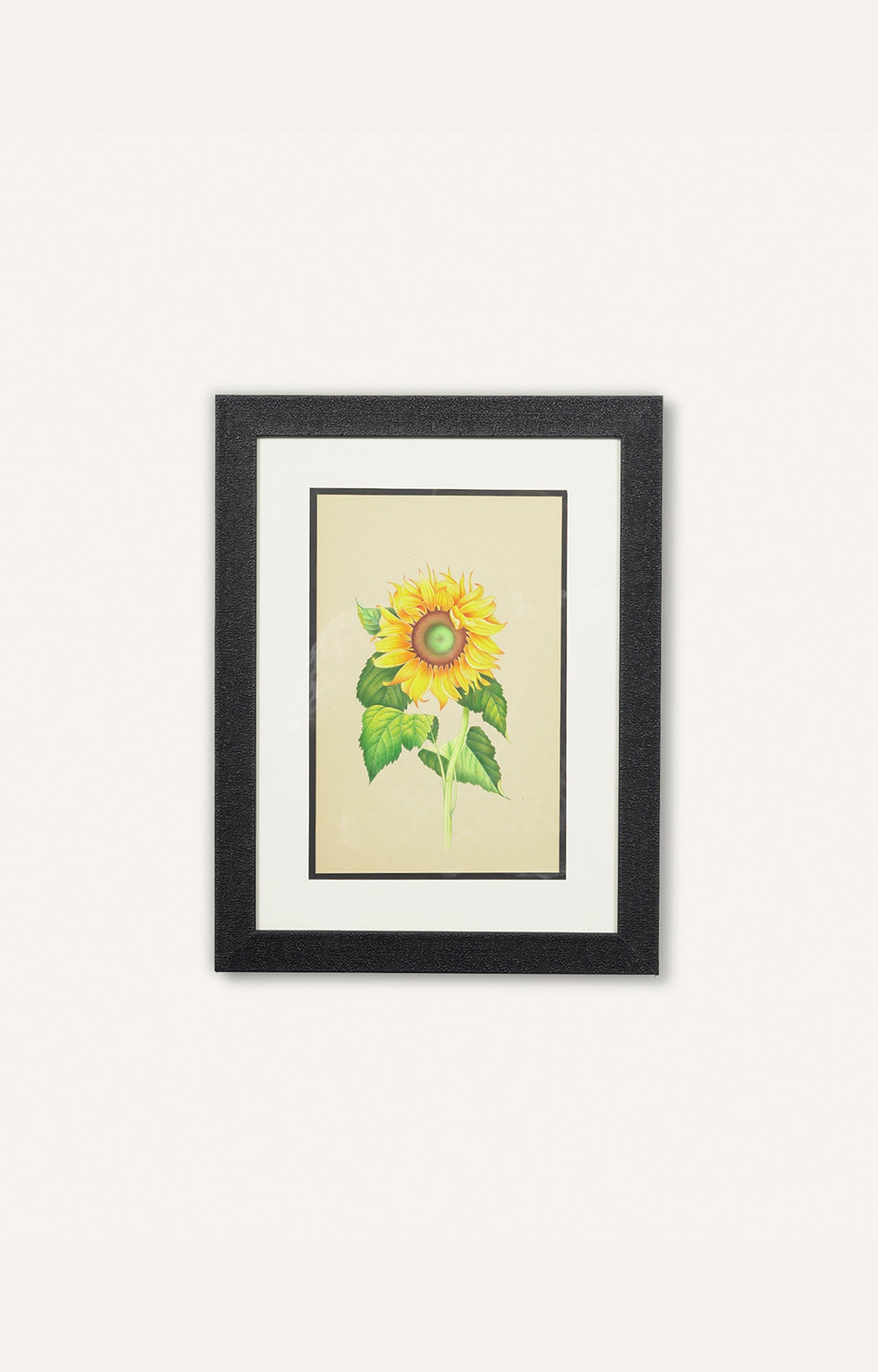 Hand-Painted Sunflower Artwork in Black Frame