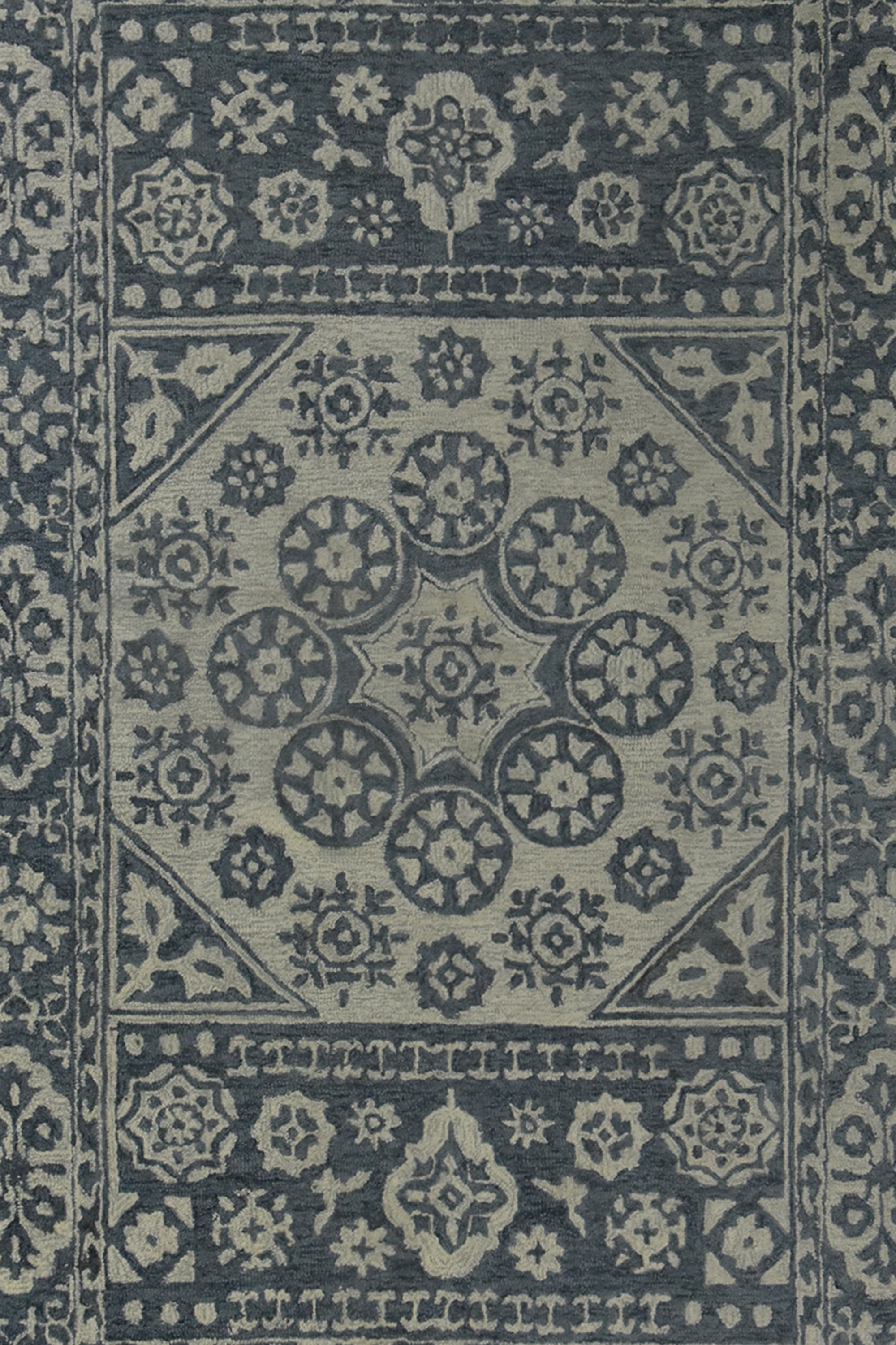 8x10 Ft. Navy Vintage Medallion Wool Area Carpet