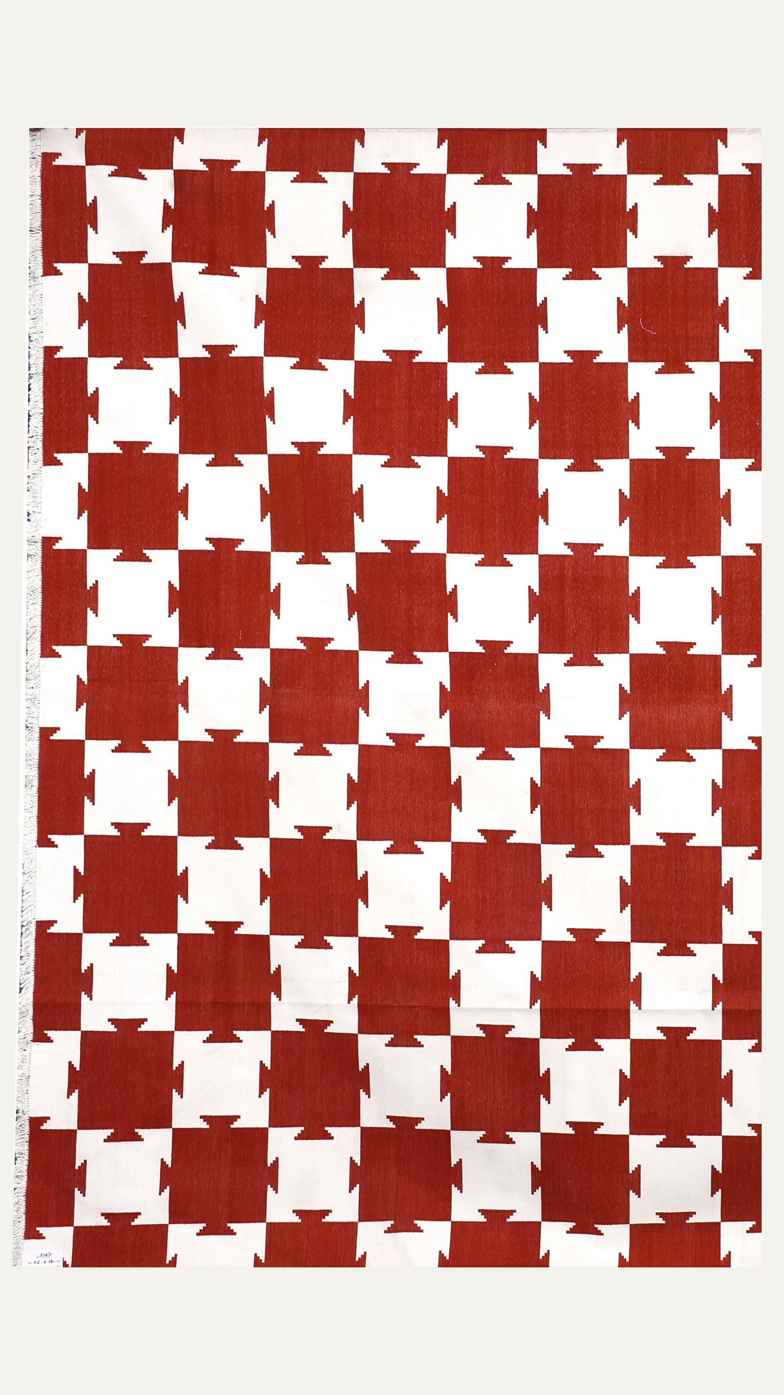 9.5 x 12 Ft Handwoven Flatweave Geometric Pattern Cotton Rug