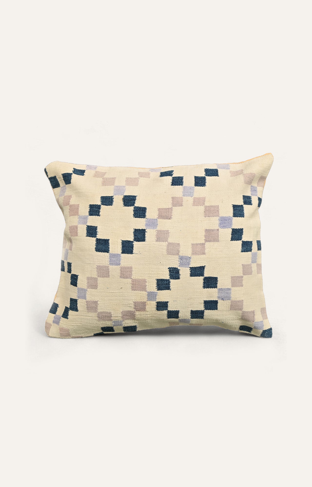 Checkered cushion covers in pale yellow