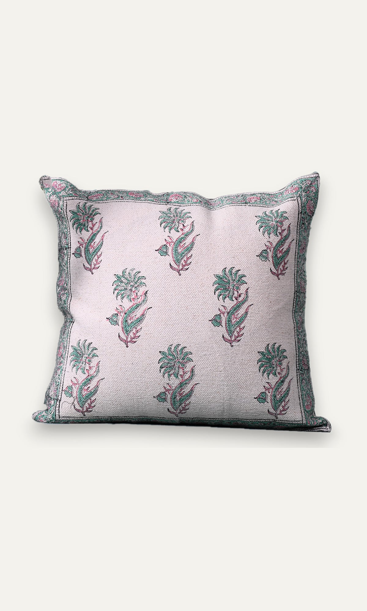 Green Floral Motifs Cushion Cover