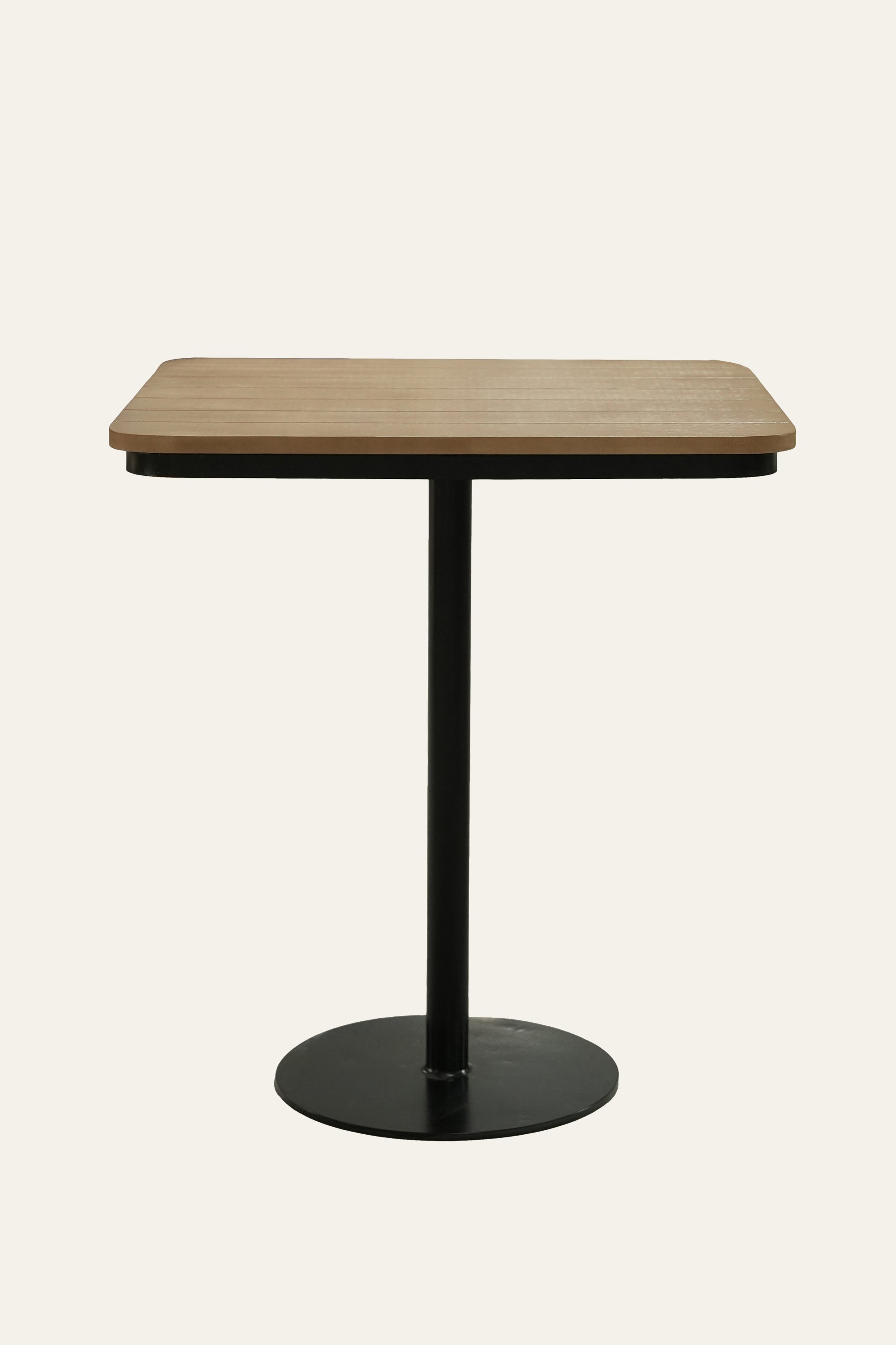 Square Wooden Cafe Style Dining Table with Metal Base