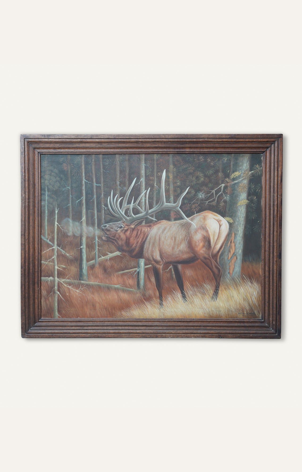 Wandering Elk by Steve Langan canvas oil painting with wooden frame