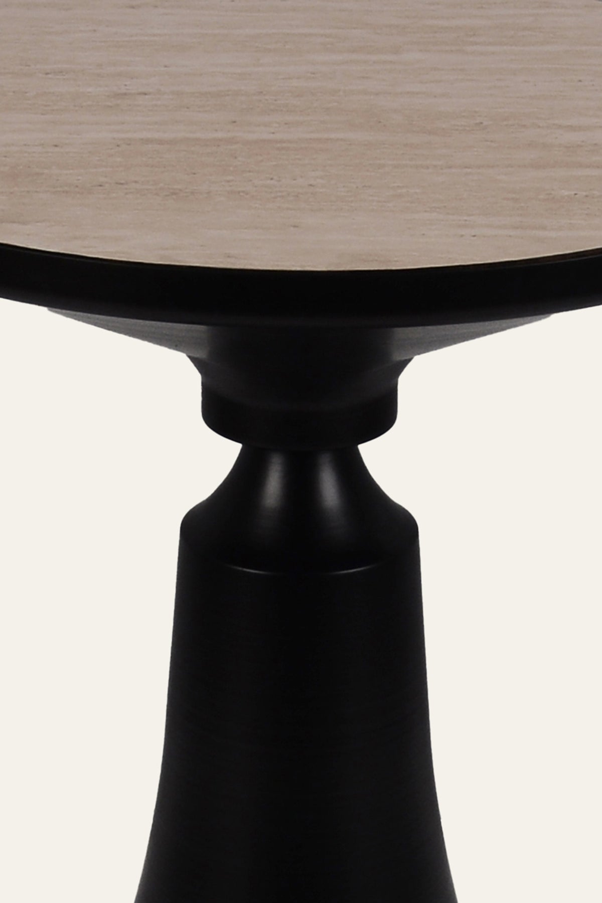 Wooden Hourglass Side Table with Black Trumpet Base