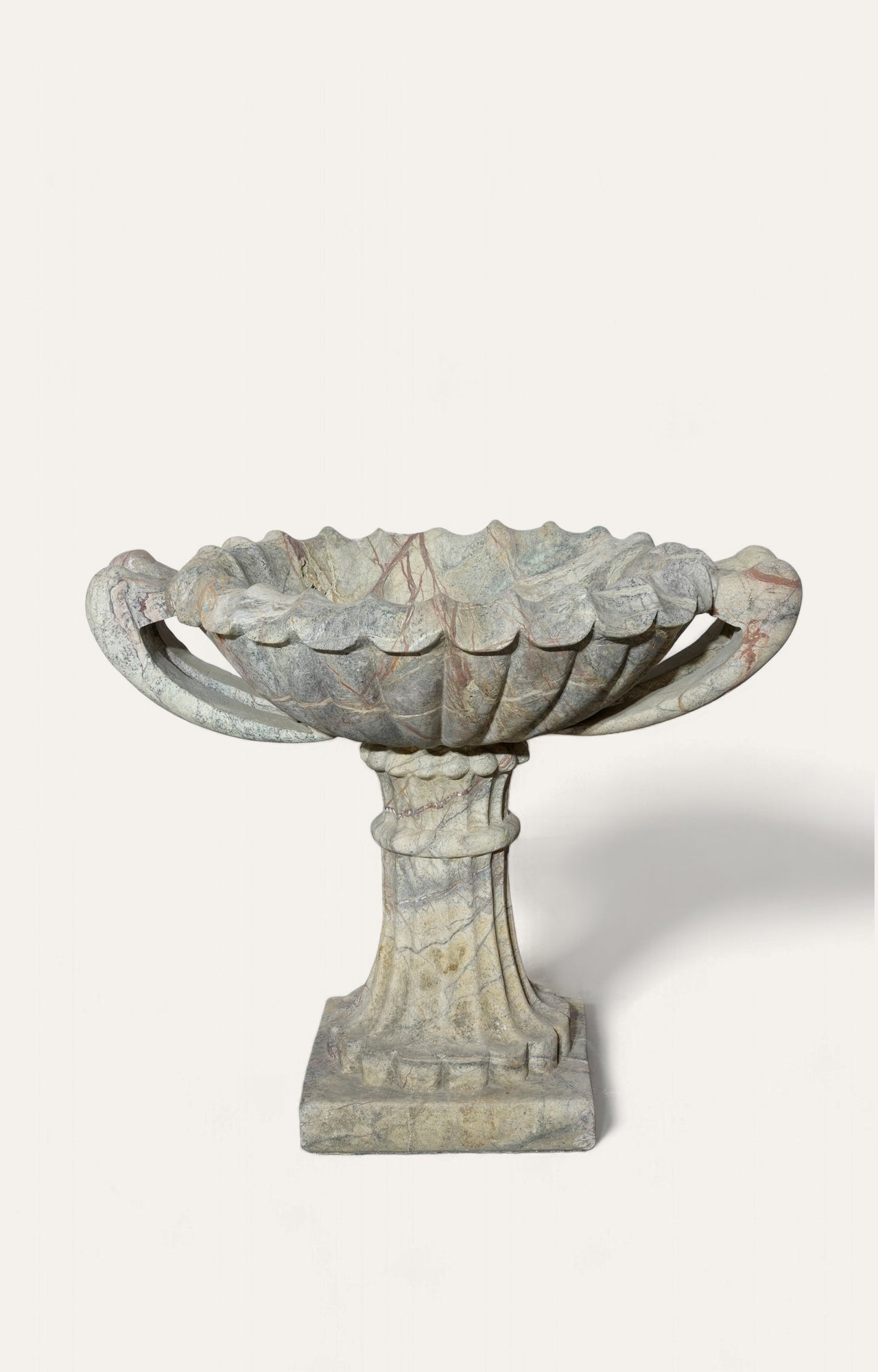 Classic Marble Urn Planter with Intricate Leaf Motif