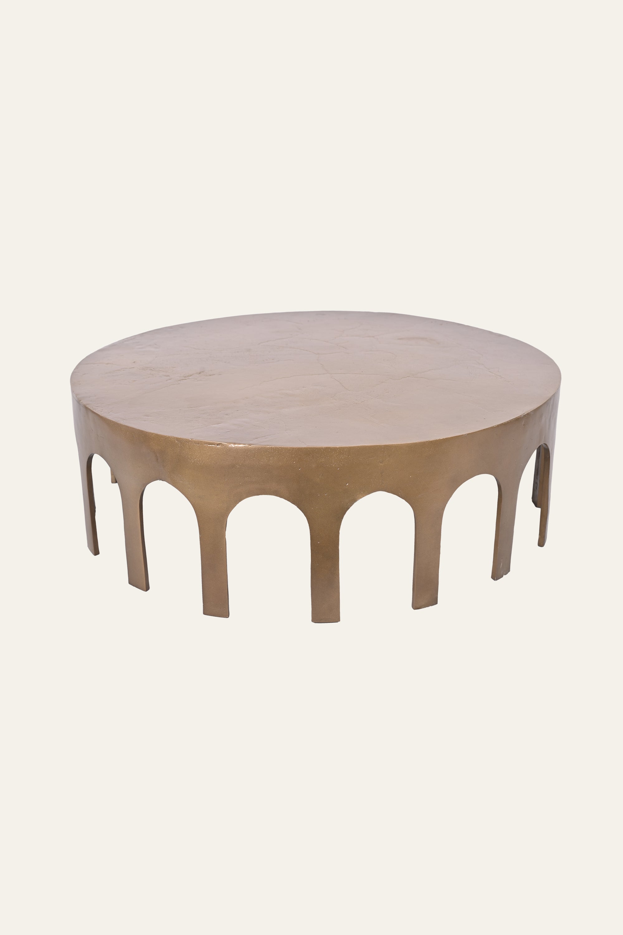 Round Living Room Metal Coffee Table with Arched Base