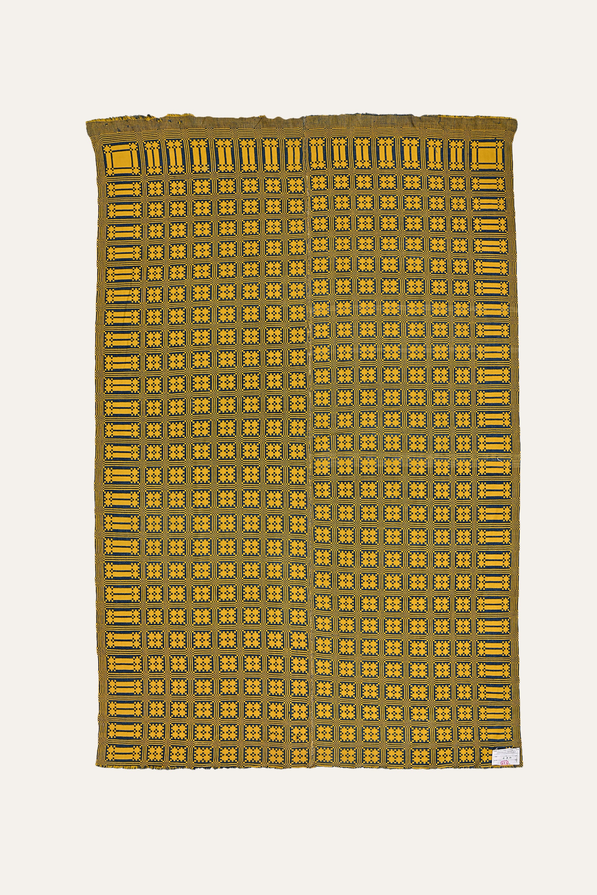 Mustard Square Motif Reversible Cotton Khes Wall Tapestry