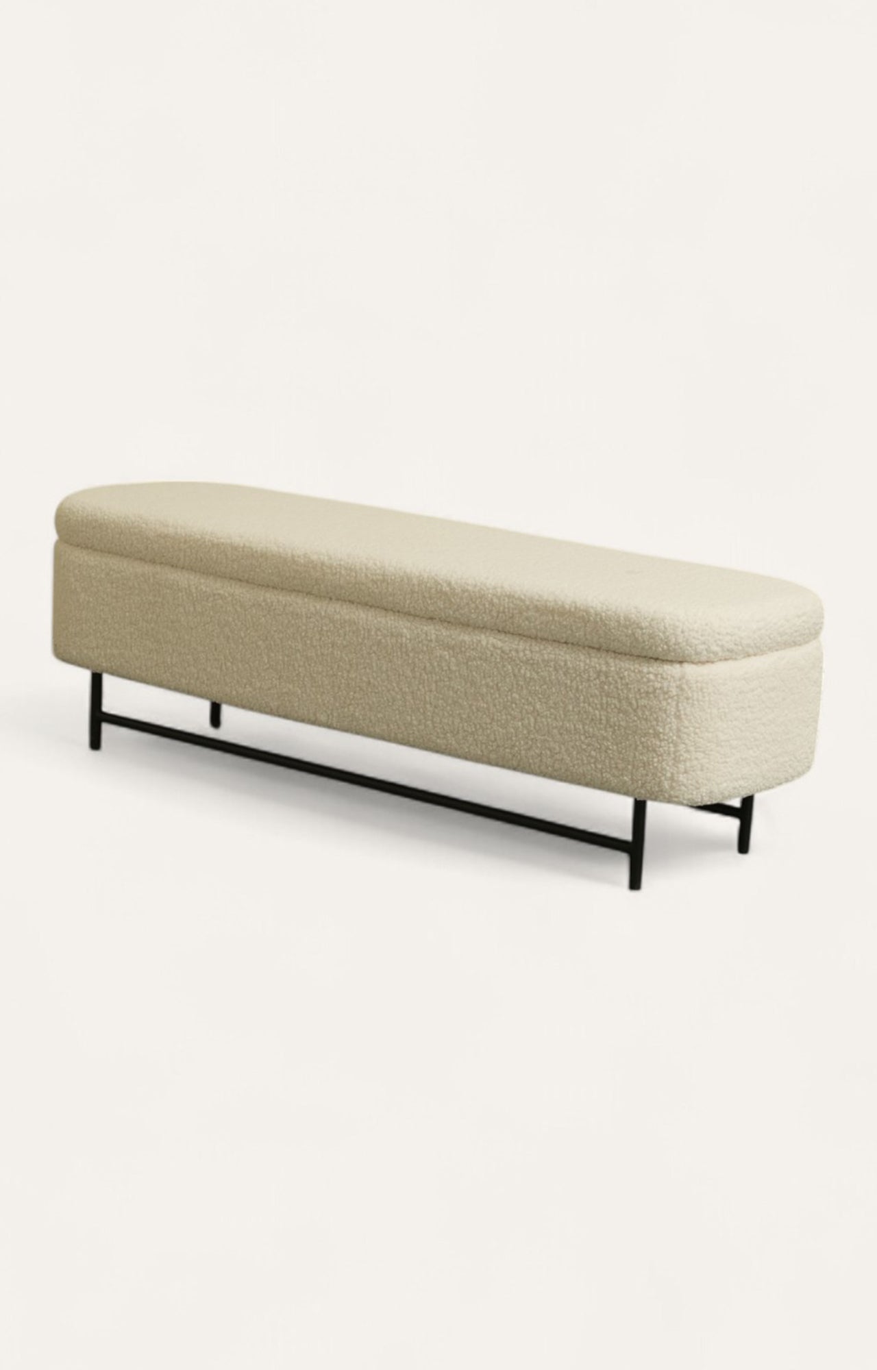 Sequoia Boucle Storage Bench with Steel Legs