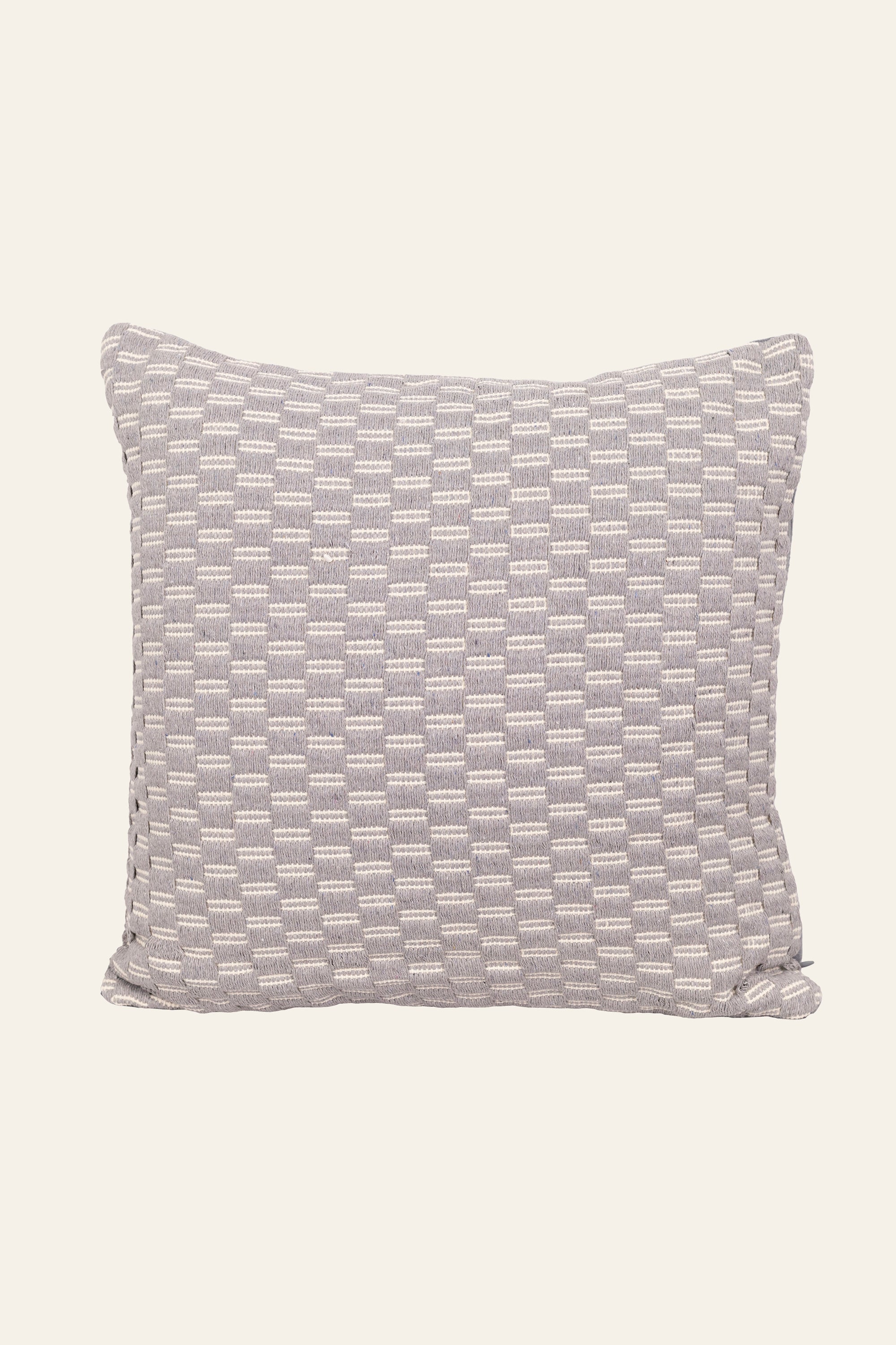 Grey and White Woven Cushion