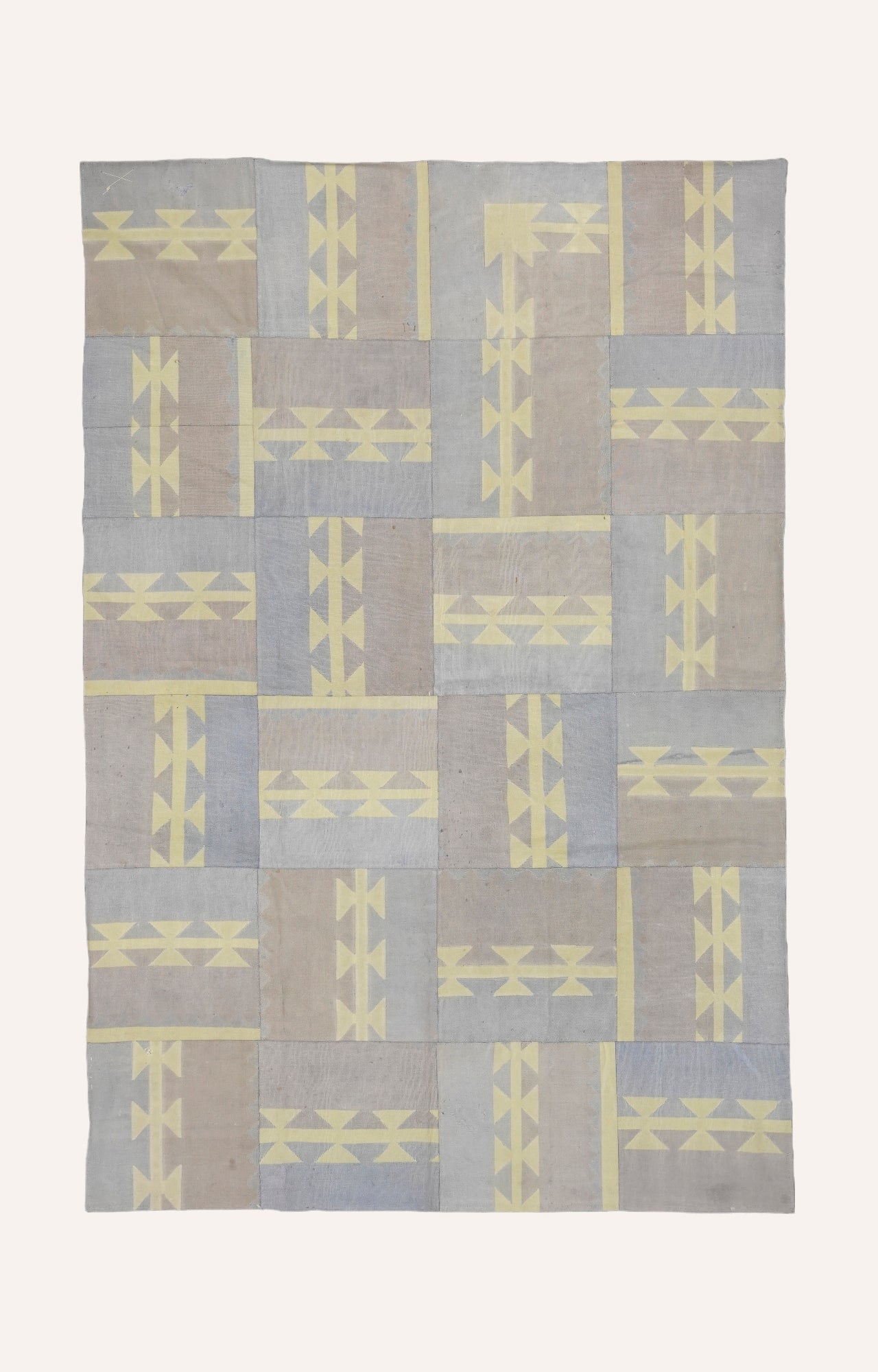 5 x 7.6 Ft Muted Patchwork Cotton Rug in Browns, greys & beige